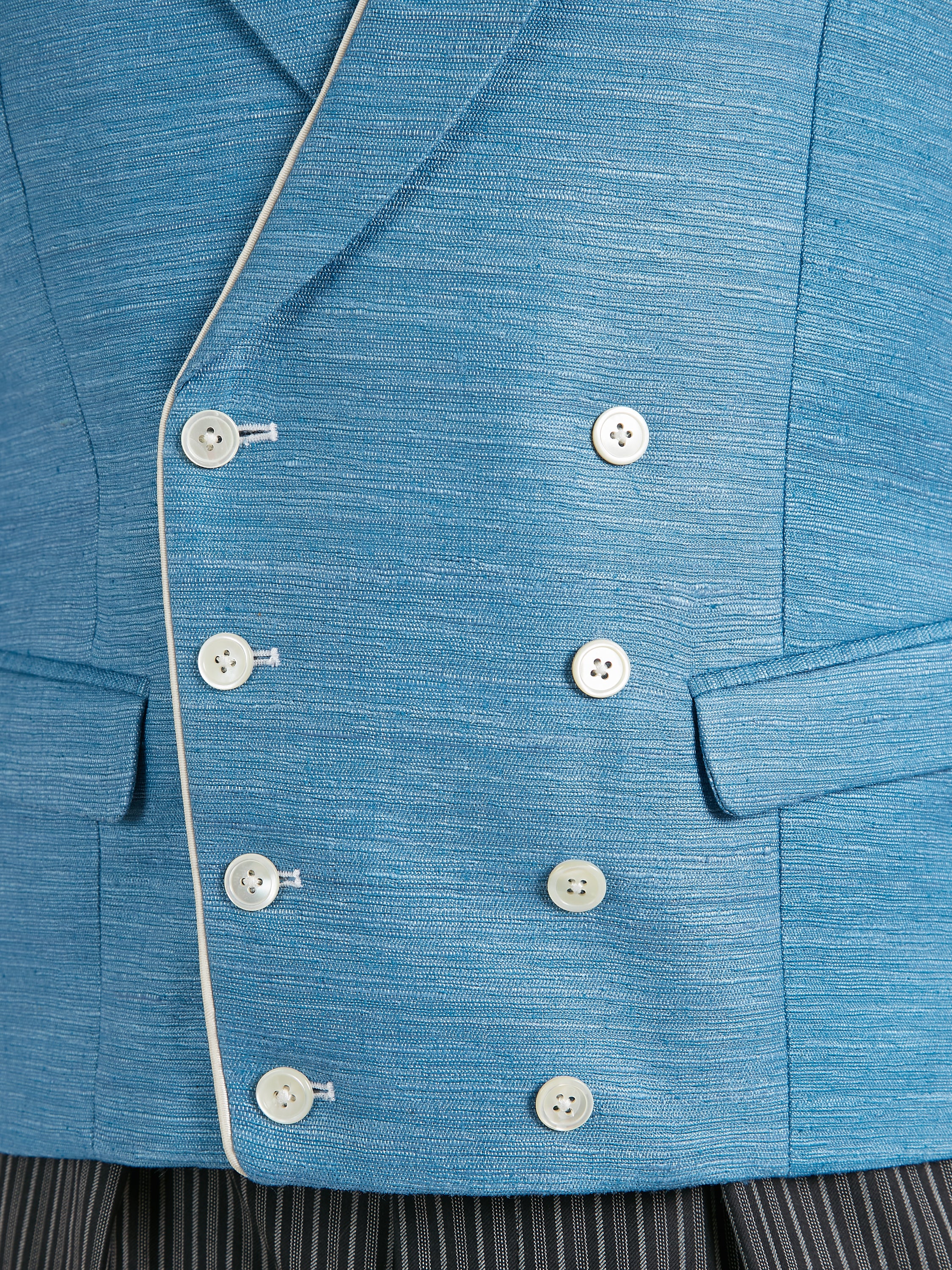 Double Breasted Waistcoat Woven Silk - Denim