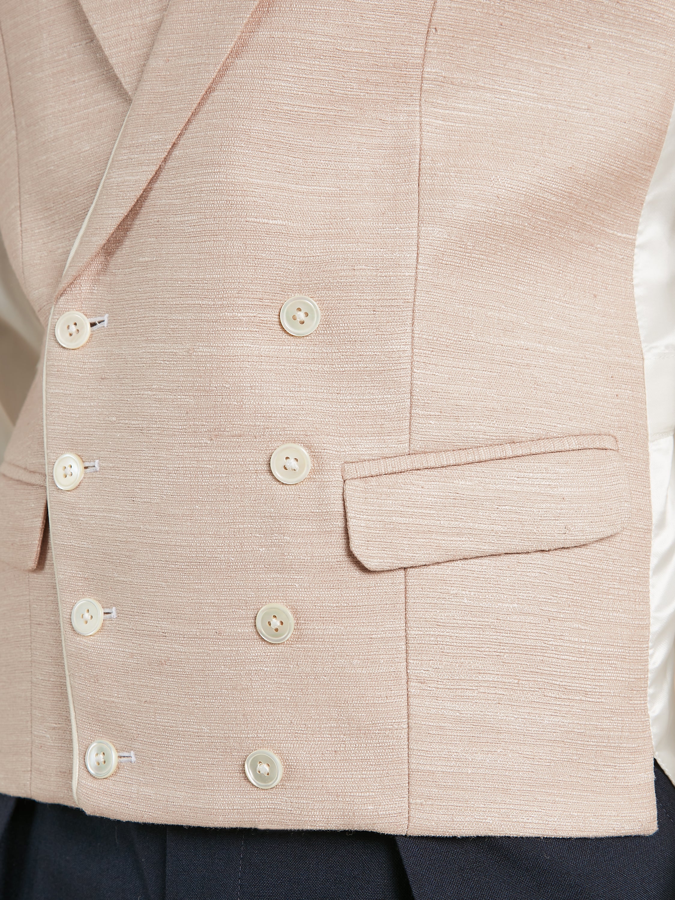 Double Breasted Waistcoat Woven Silk - Rose Smoke