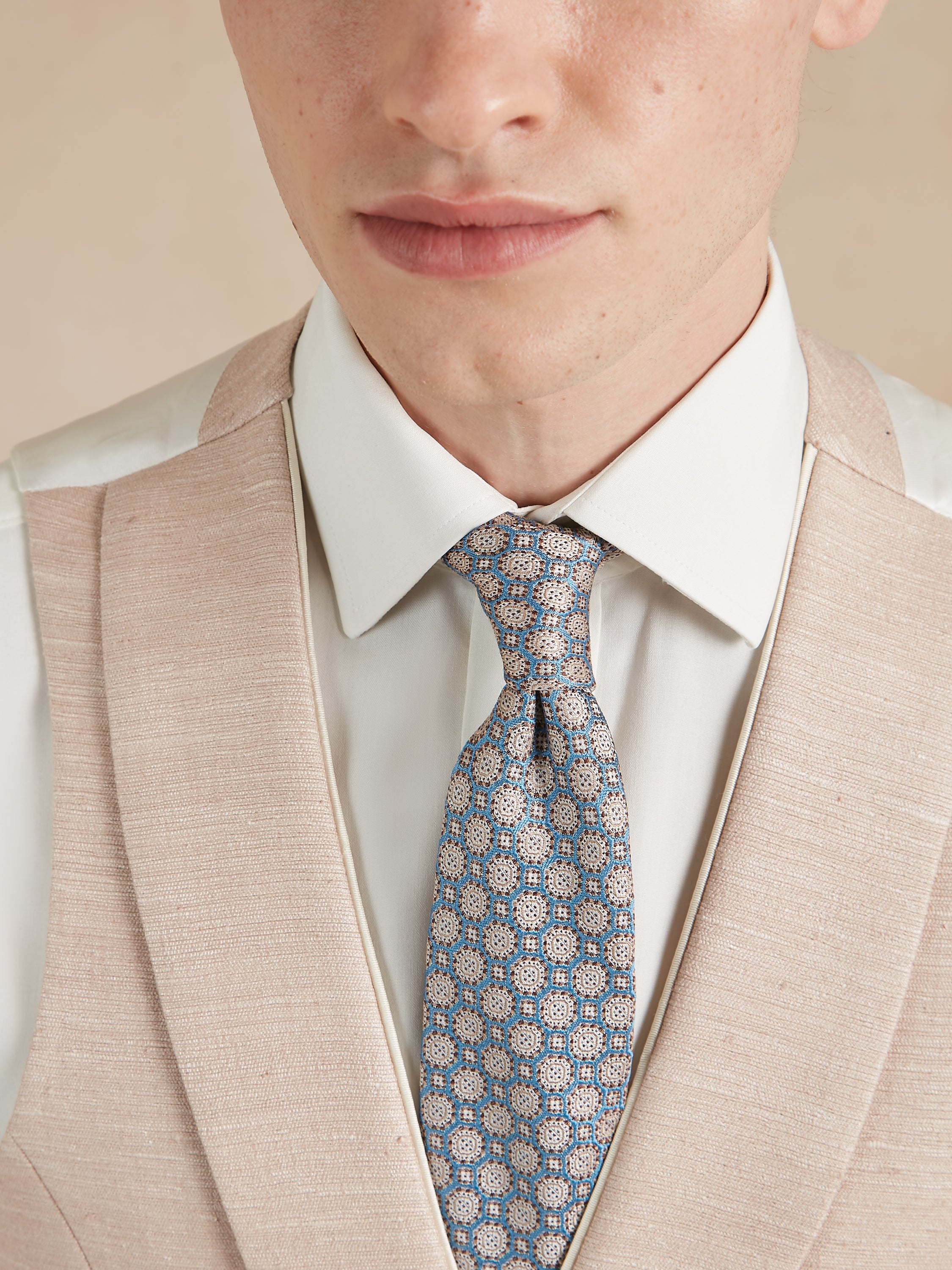 Double Breasted Waistcoat Woven Silk - Rose Smoke