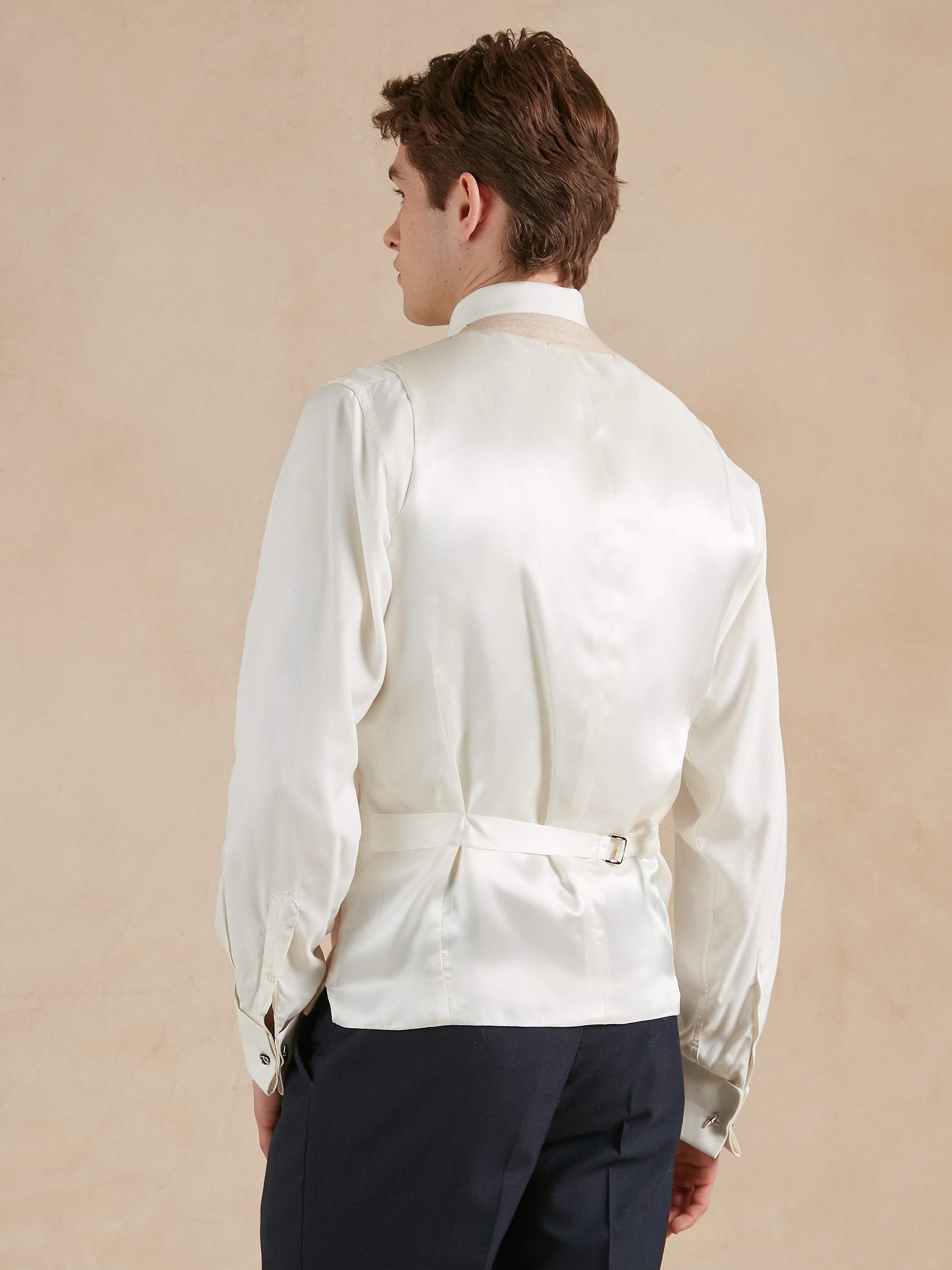 Double Breasted Waistcoat Woven Silk - Rose Smoke