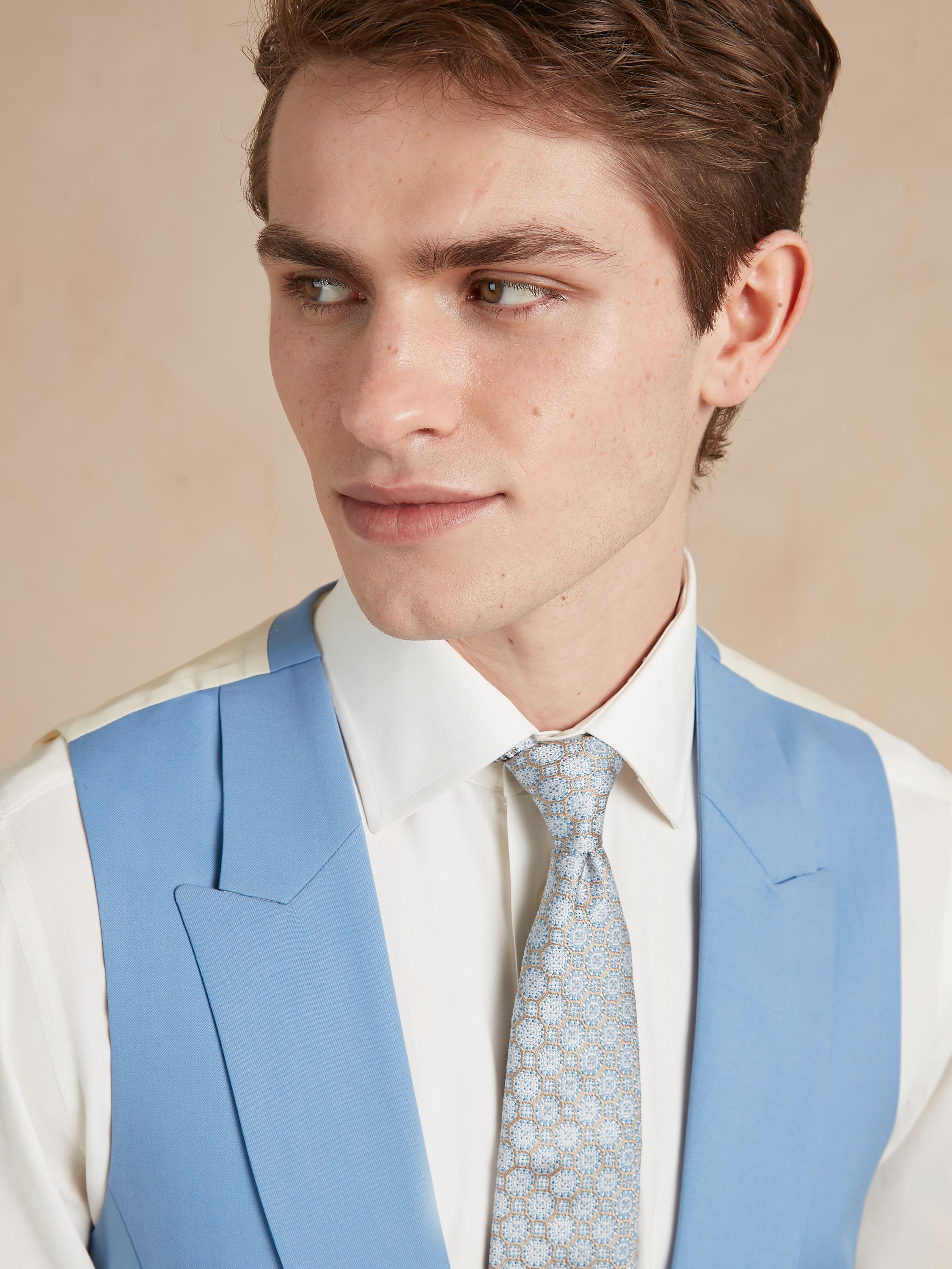 Double Breasted Wool Waistcoat - Mid Blue