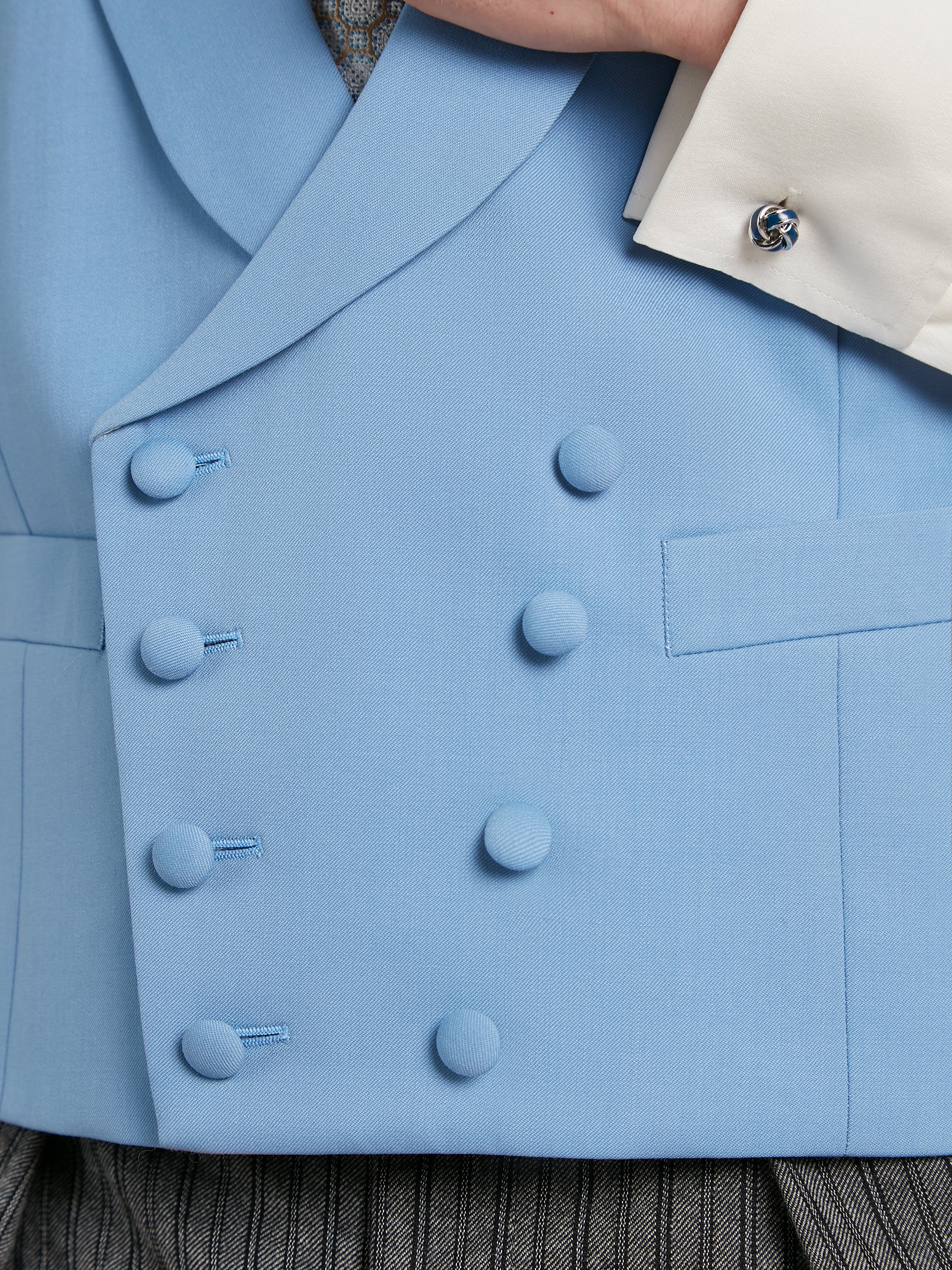 Double Breasted Wool Waistcoat - Mid Blue