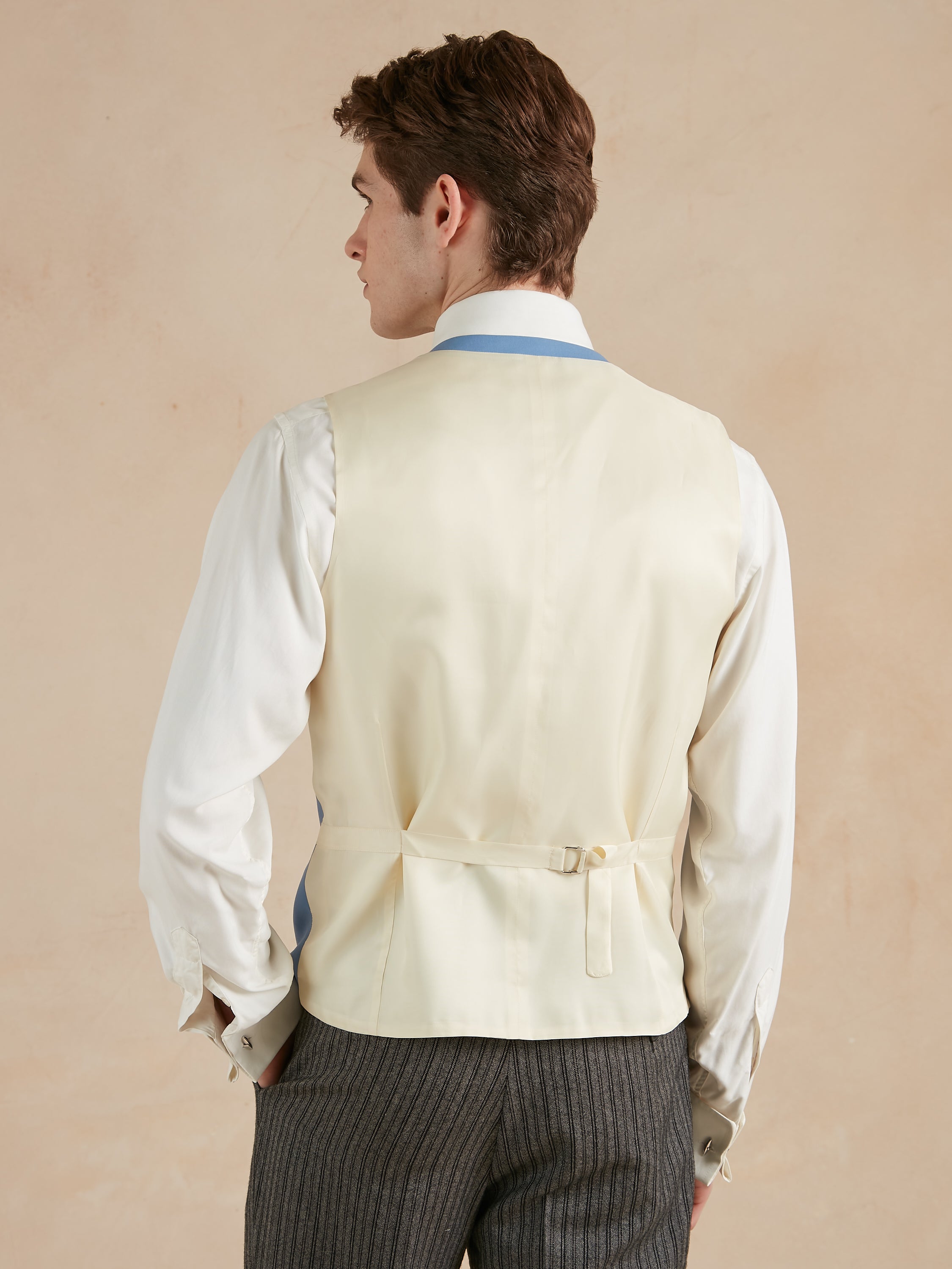 Double Breasted Wool Waistcoat - Mid Blue