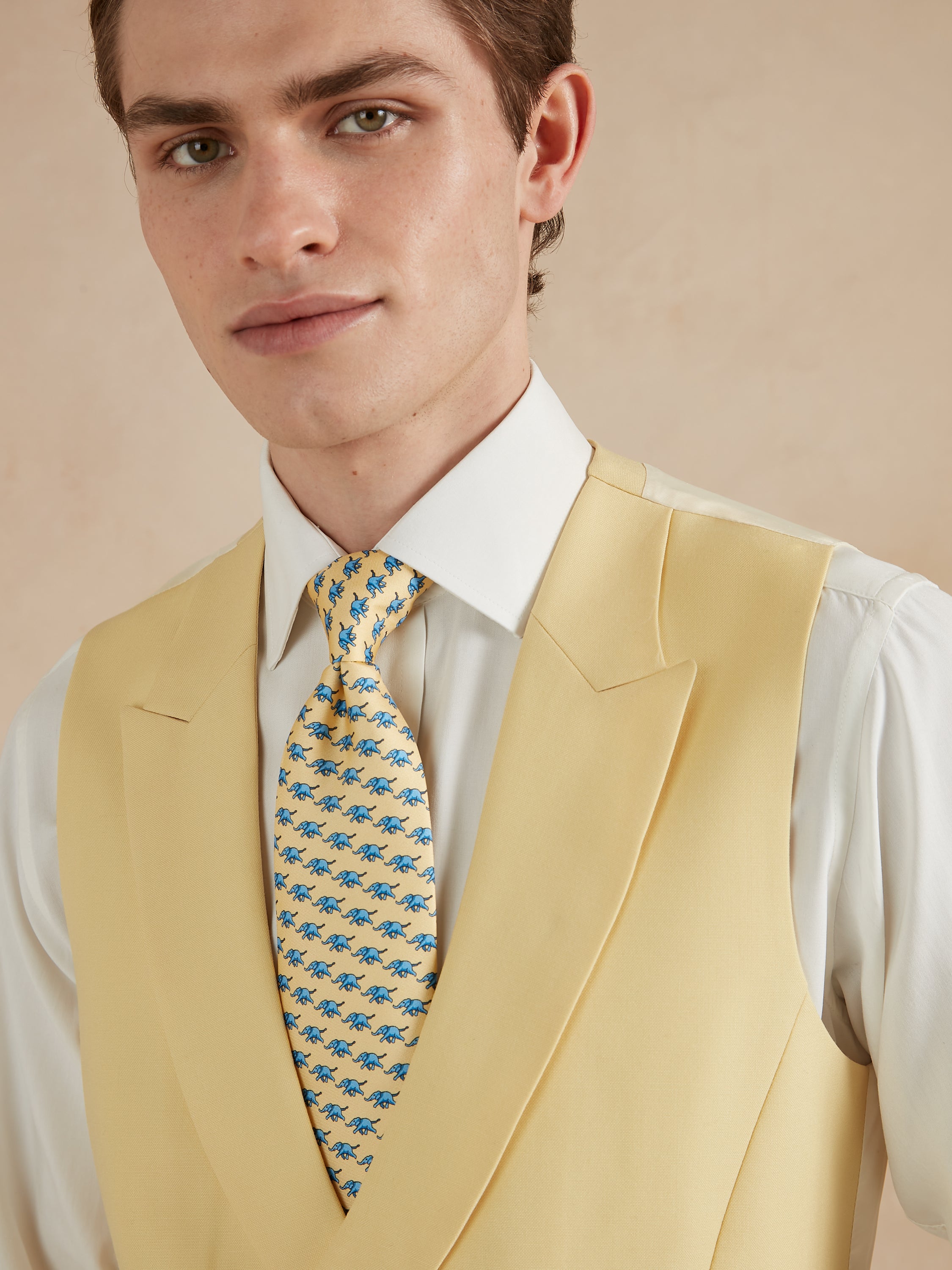 Double Breasted Wool Waistcoat - Yellow