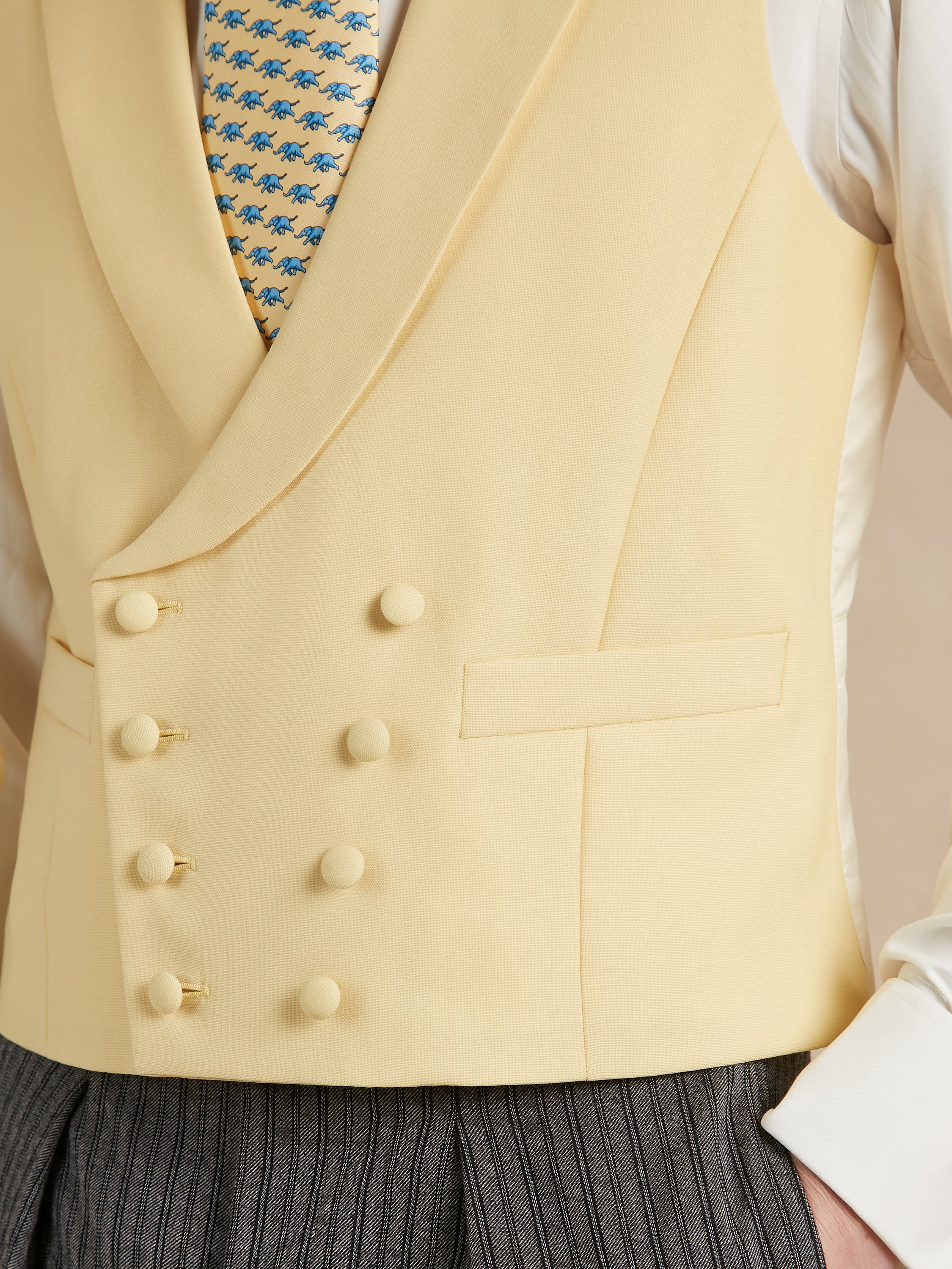 Double Breasted Wool Waistcoat - Yellow