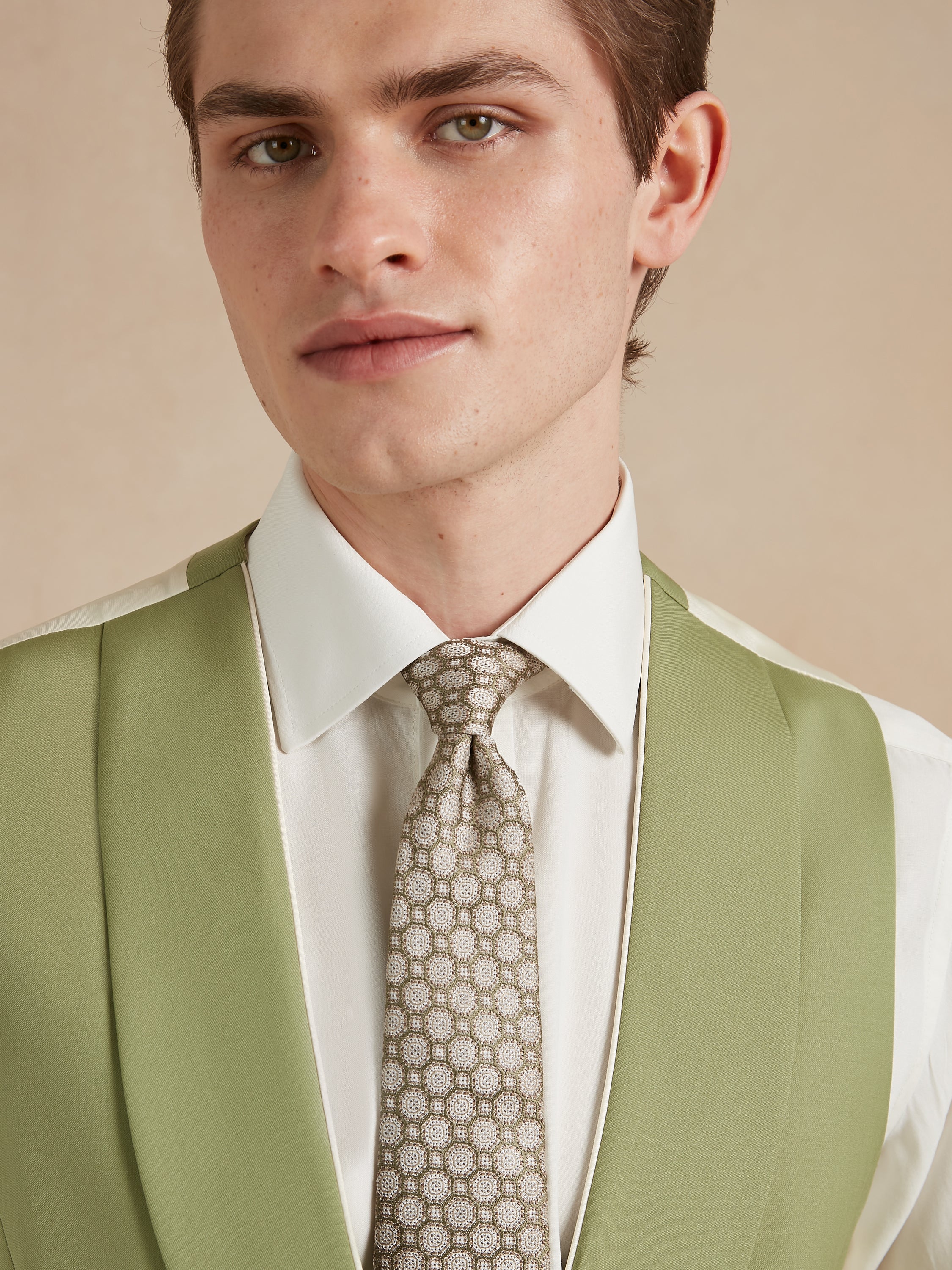 Double Breasted Wool Waistcoat With Piping - Green