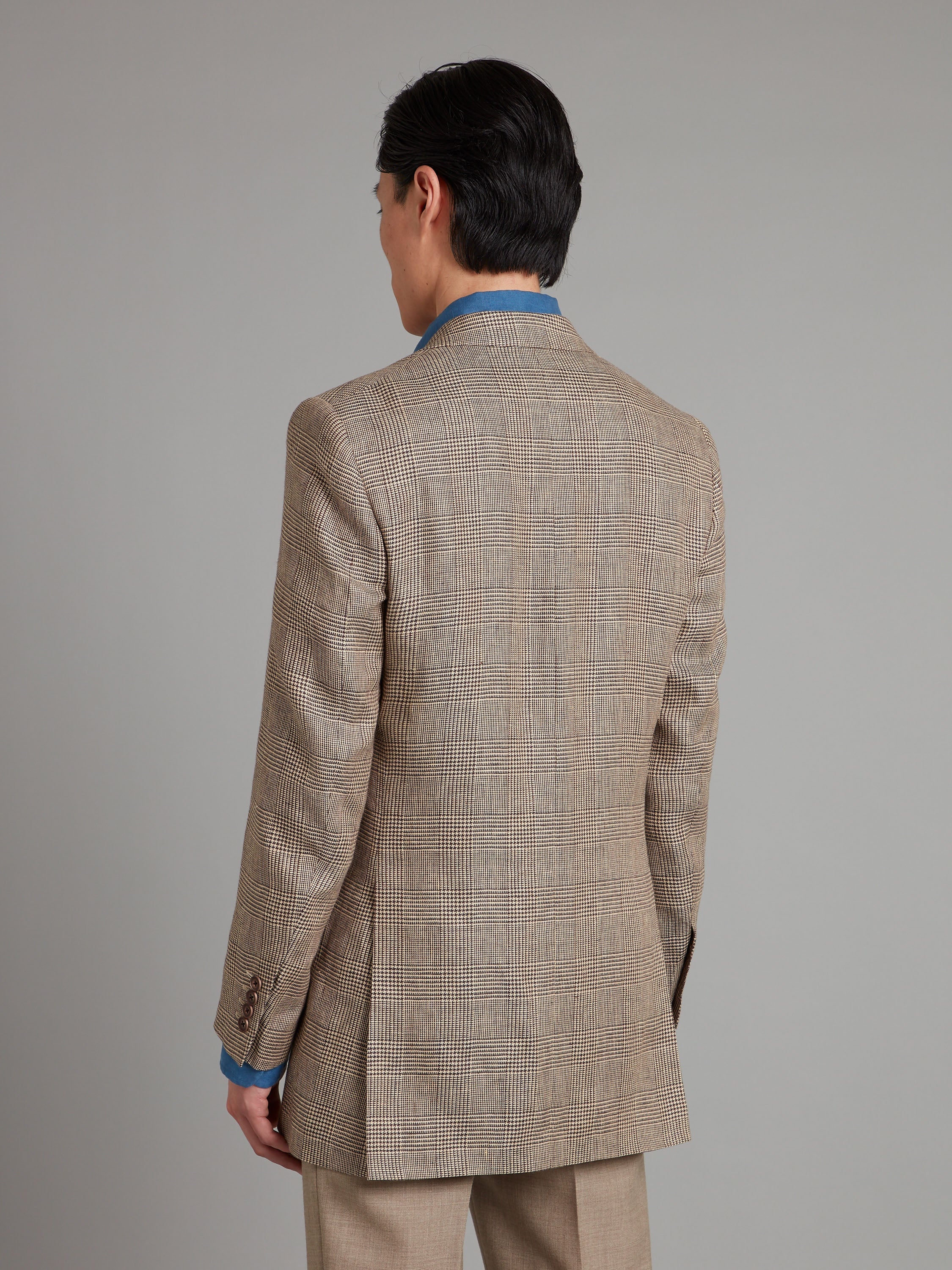 Eaton Jacket Prince of Wales Linen - Brown