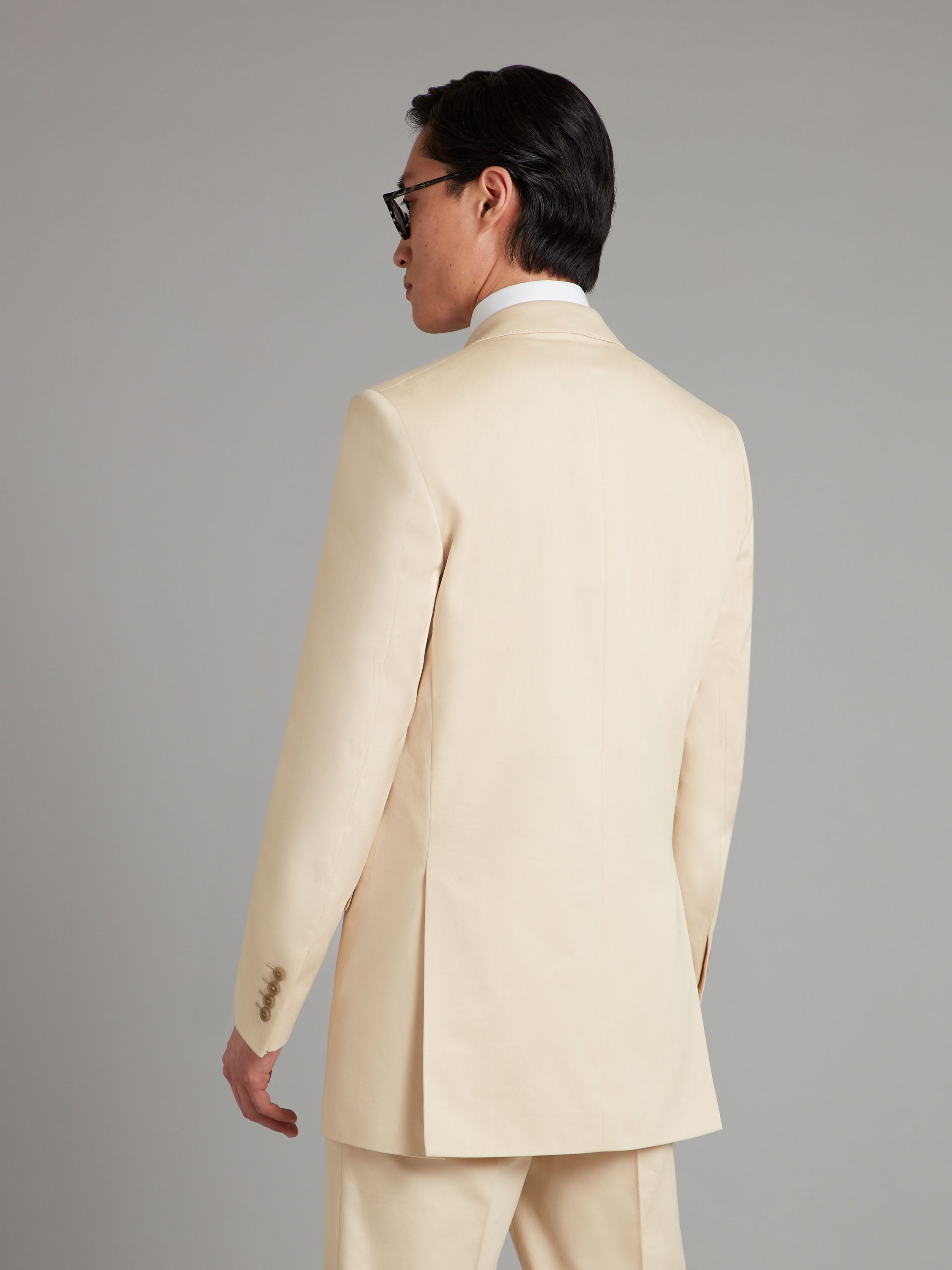 Three Button Eaton Jacket - Cream Cotton