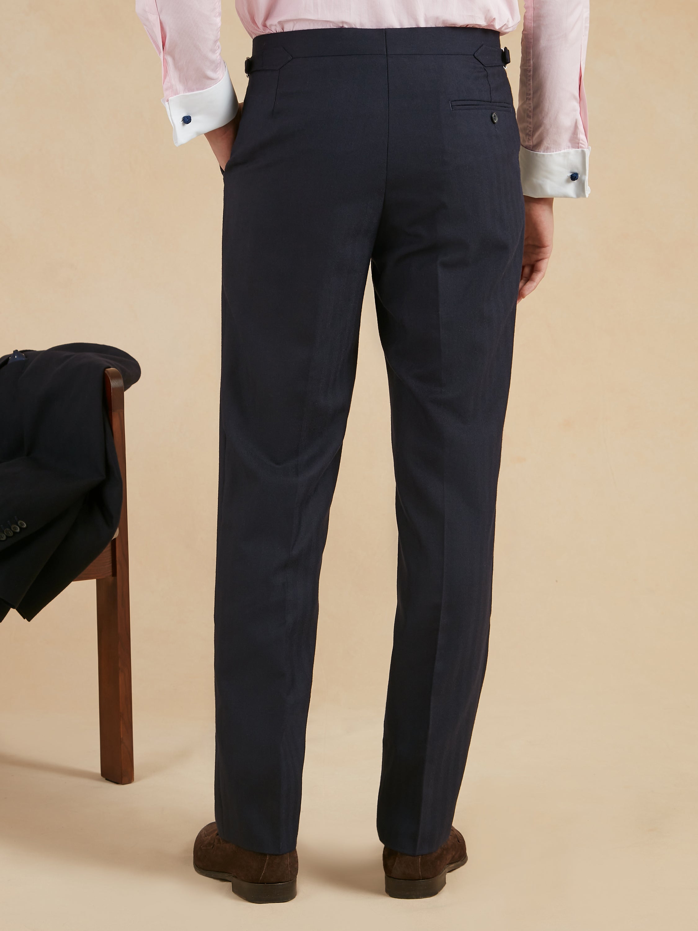 Eaton Classic Fit Suit - Navy Herringbone Wool