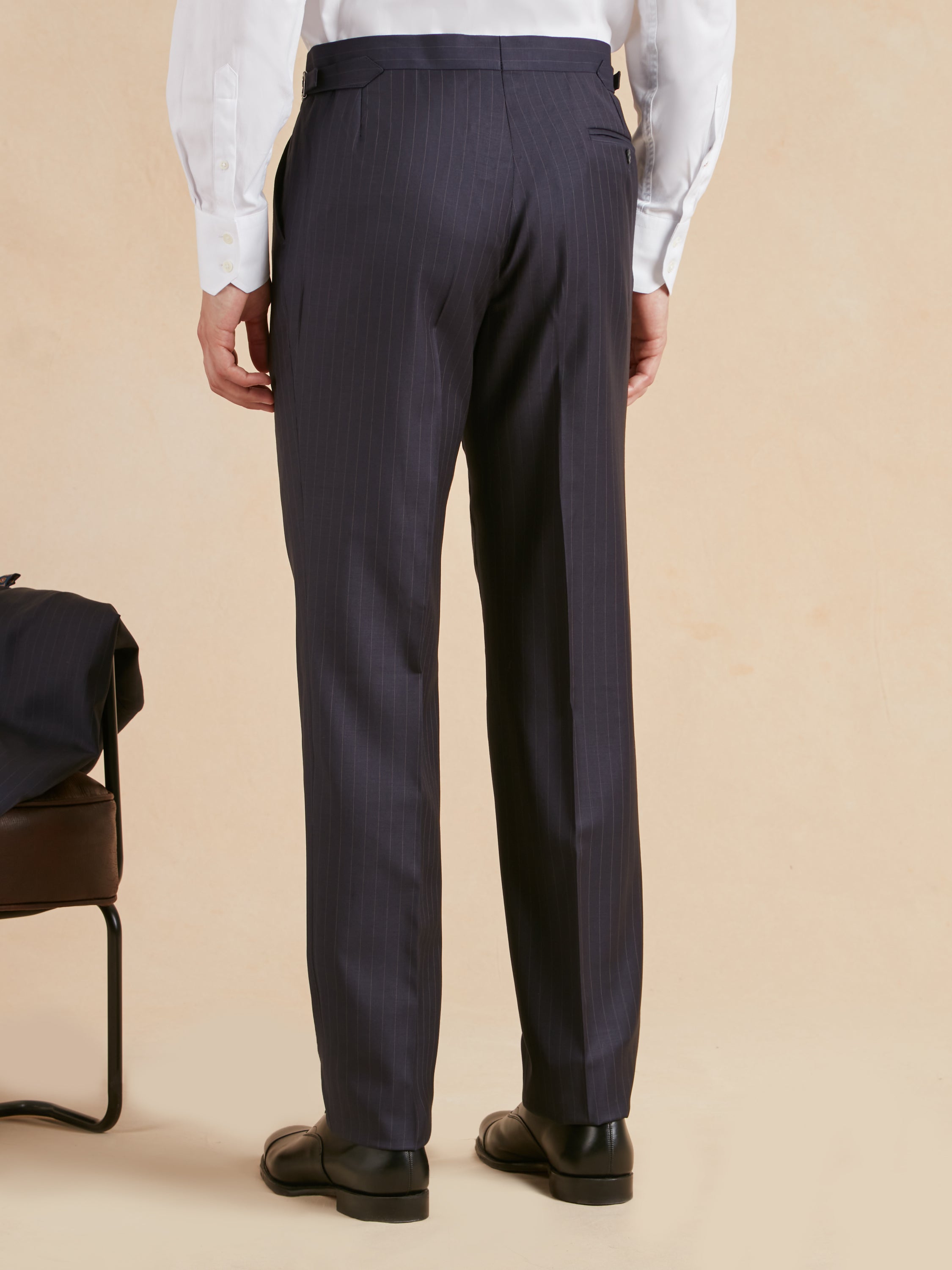 Eaton Classic Fit Suit - Navy Superfine Pinstripe Wool