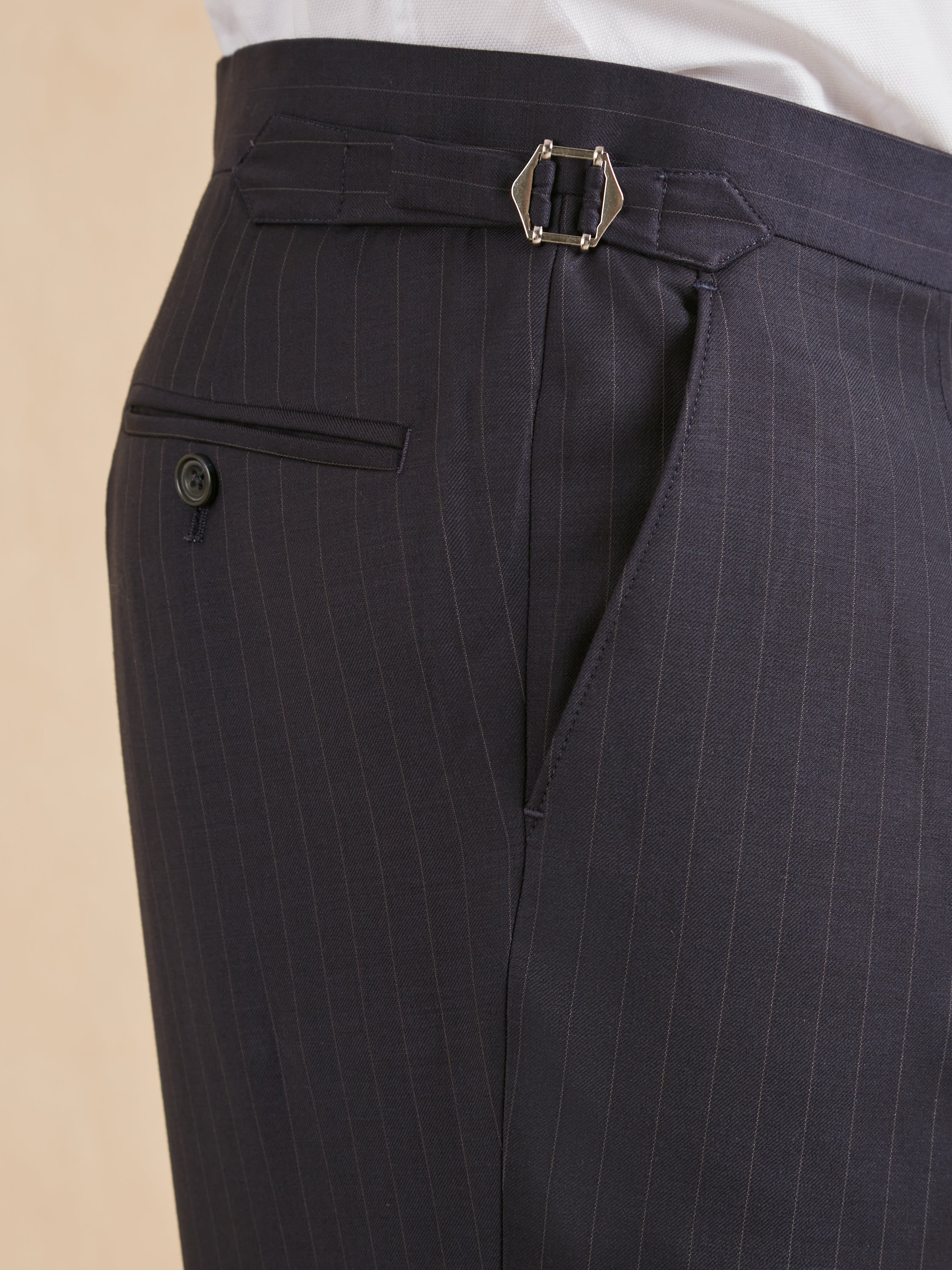 Eaton Classic Fit Suit - Navy Superfine Pinstripe Wool