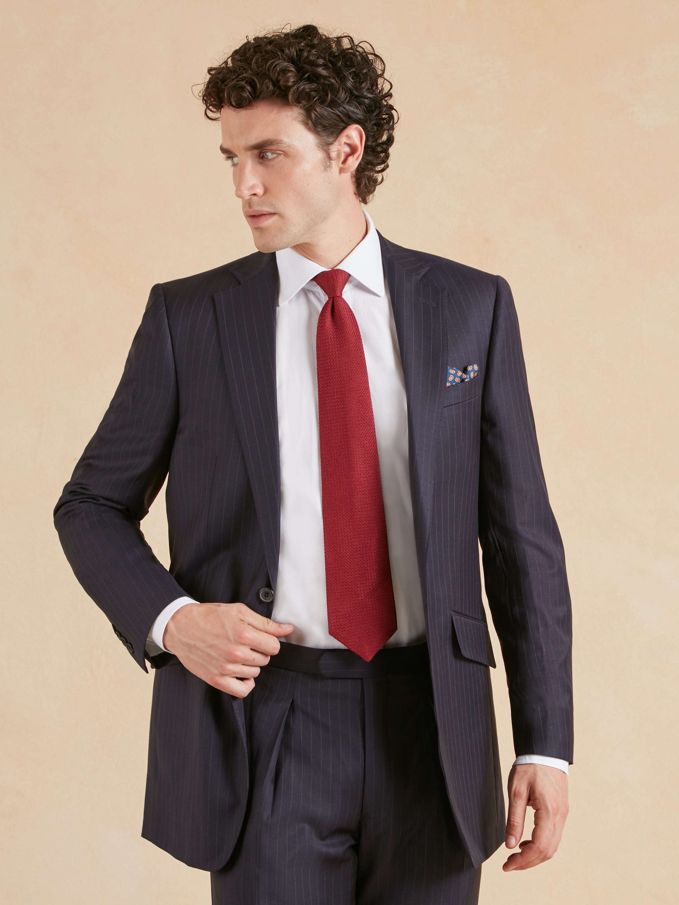 Eaton Classic Fit Suit - Navy Superfine Pinstripe Wool