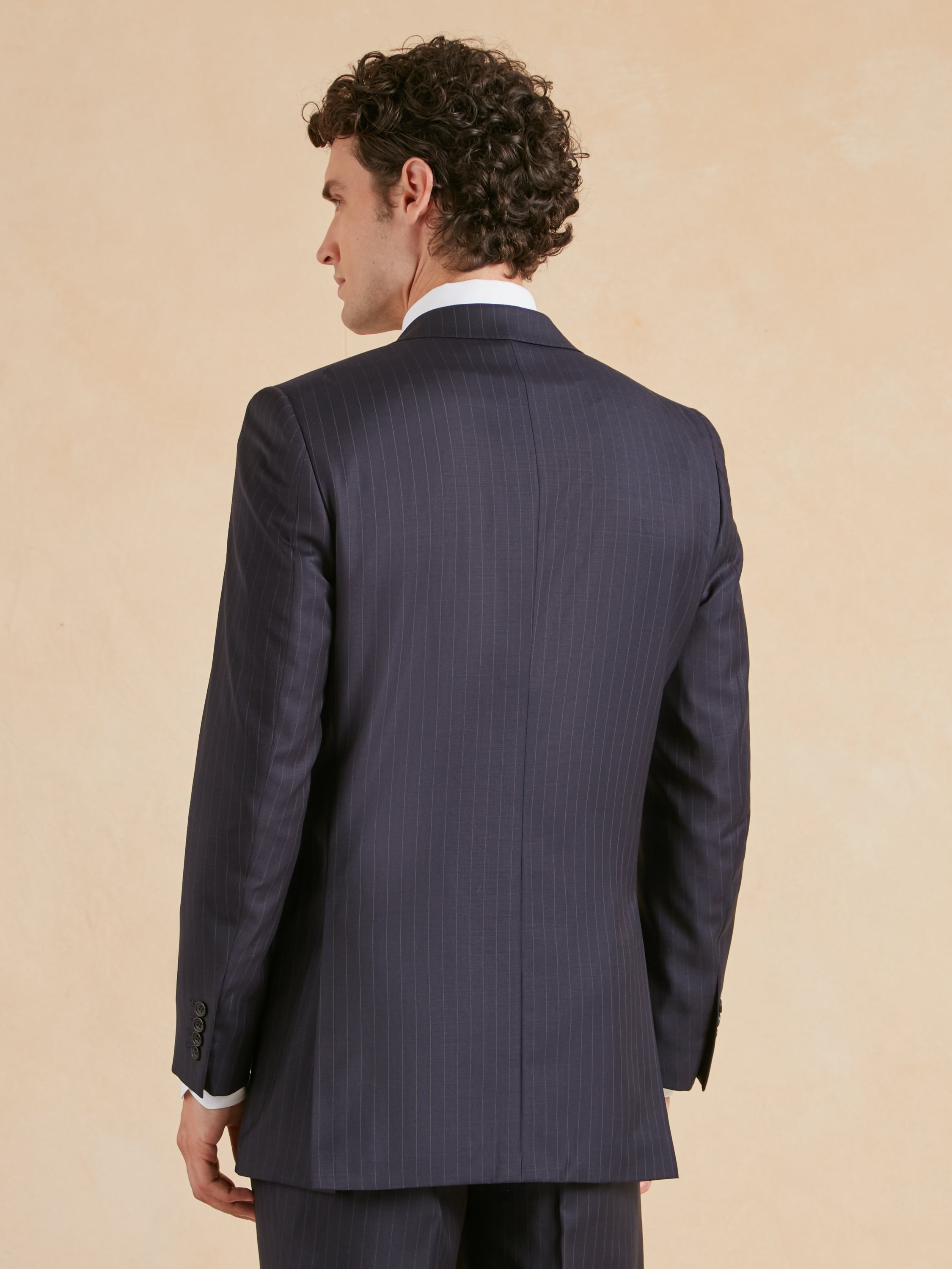 Eaton Classic Fit Suit - Navy Superfine Pinstripe Wool