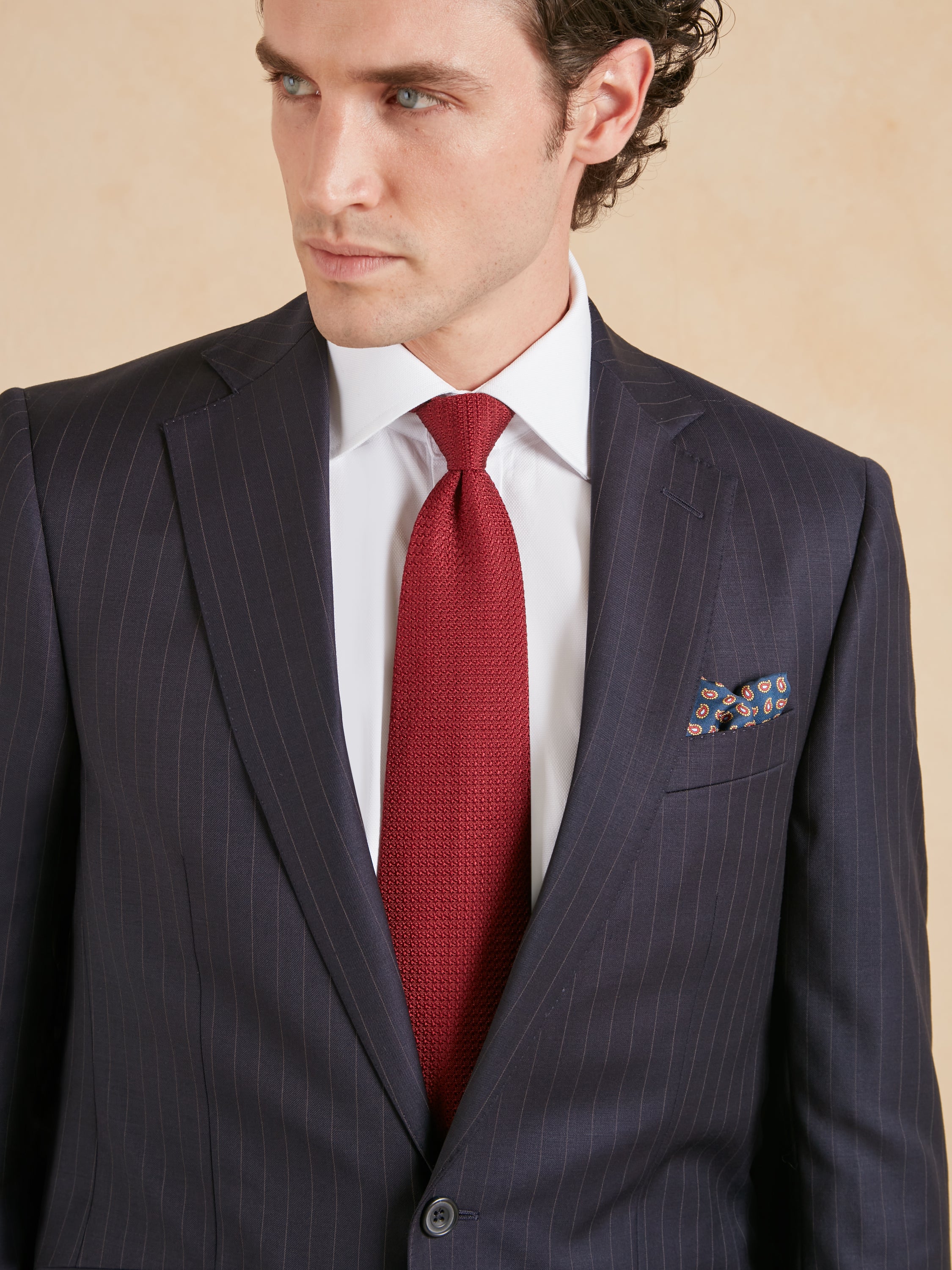 Eaton Classic Fit Suit - Navy Superfine Pinstripe Wool
