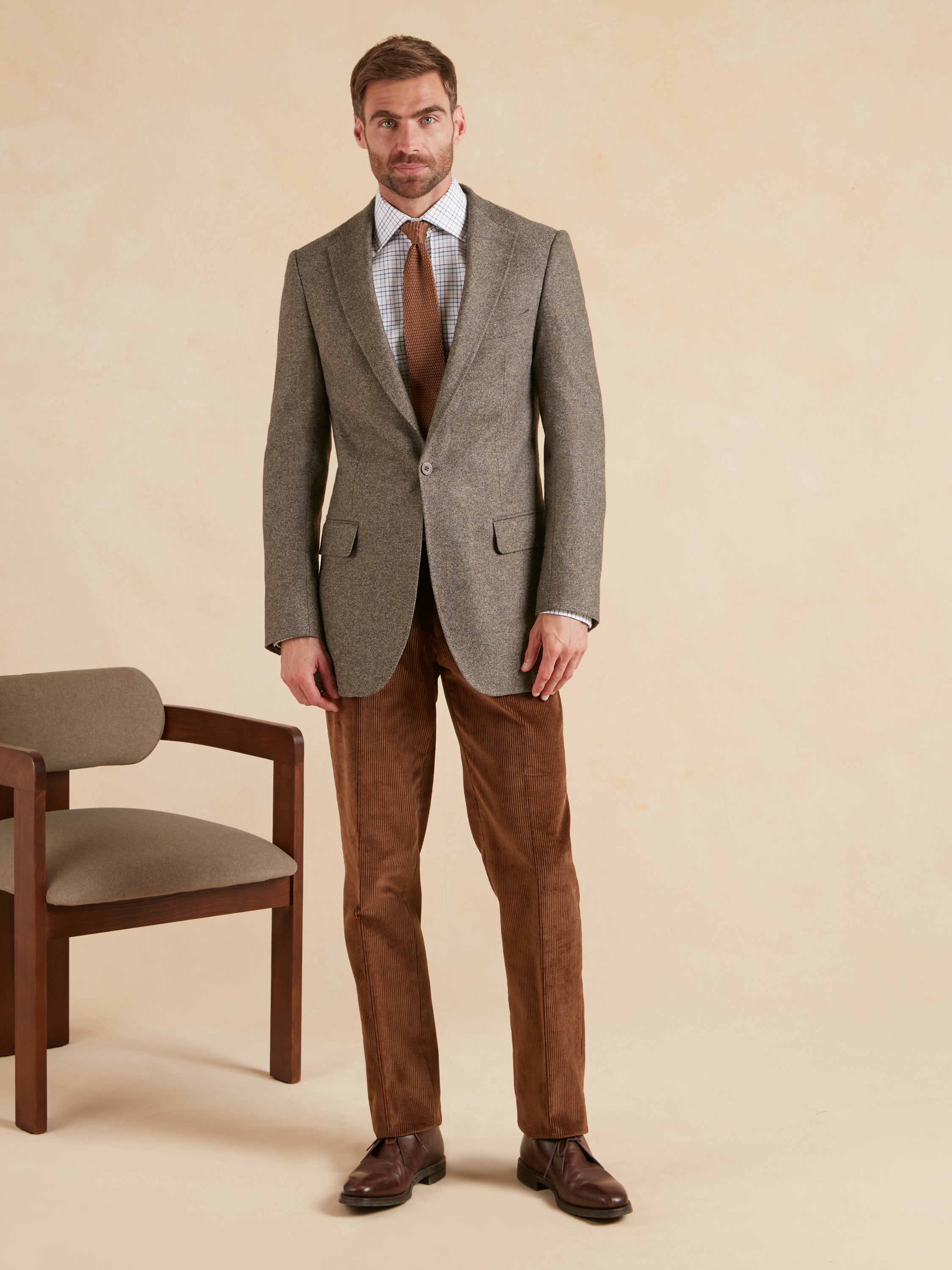 Single Breasted Escorial Wool Jacket - Brown