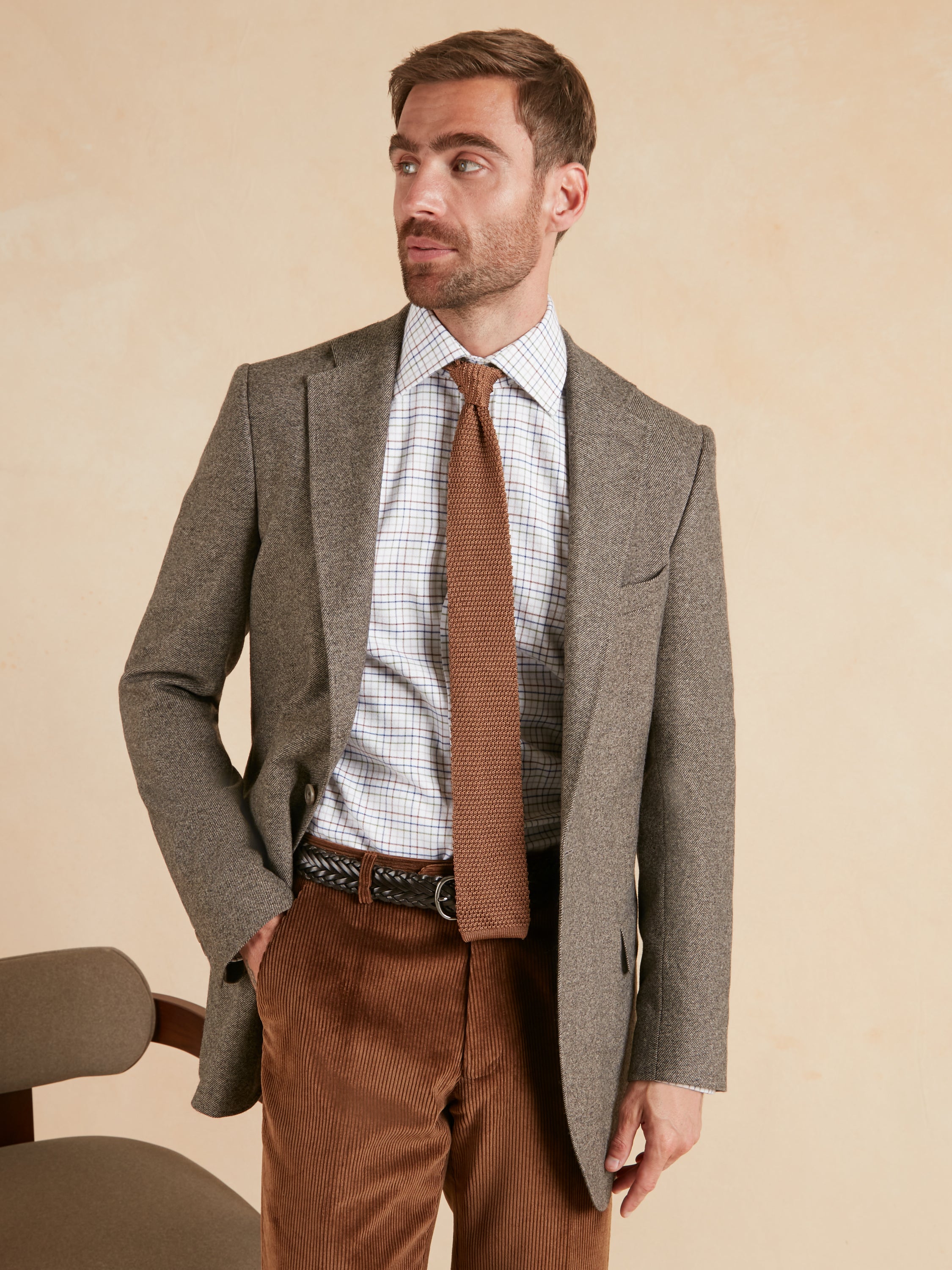 Single Breasted Escorial Wool Jacket - Brown