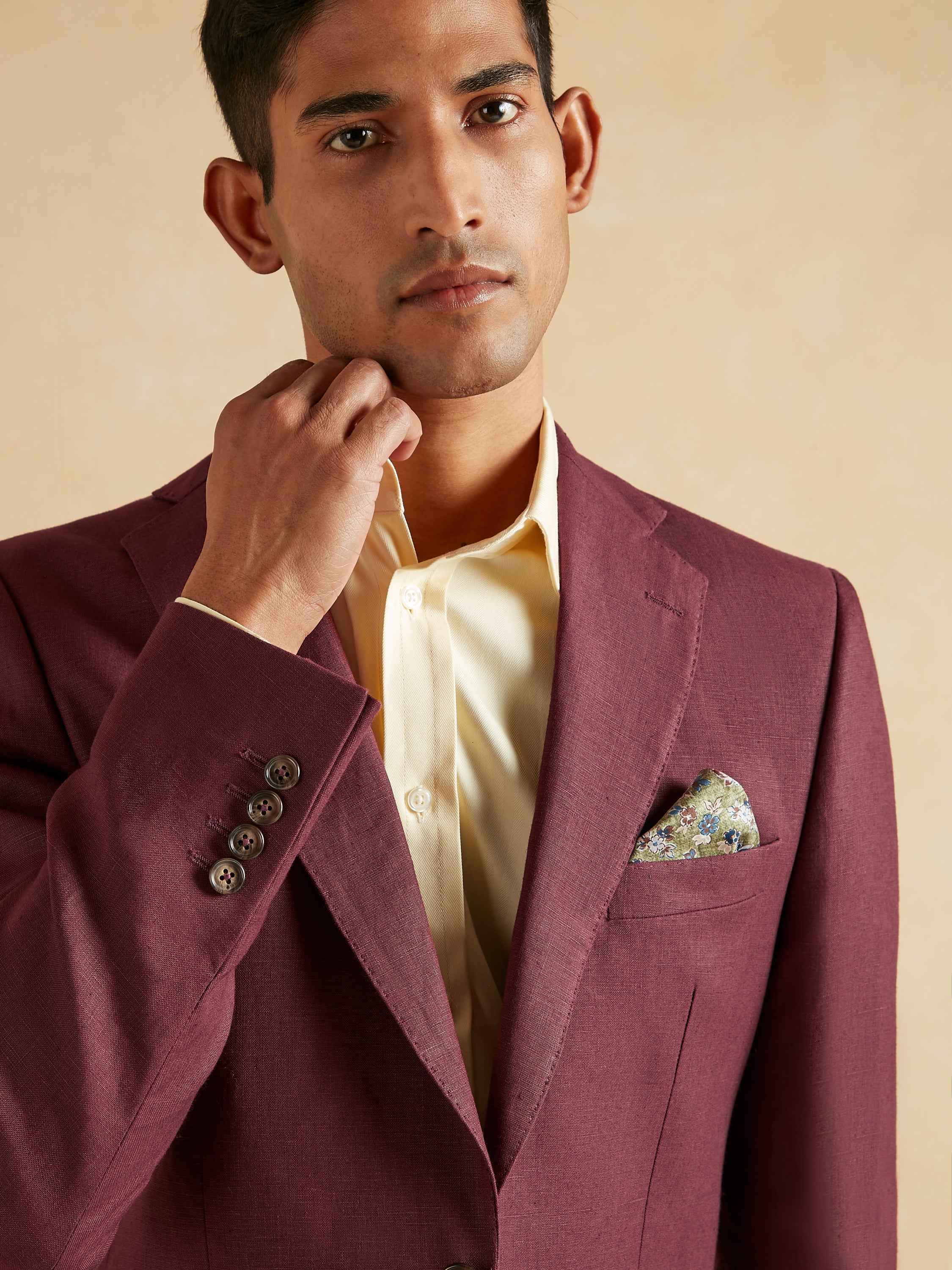 Eaton Jacket Irish Linen - Burgundy