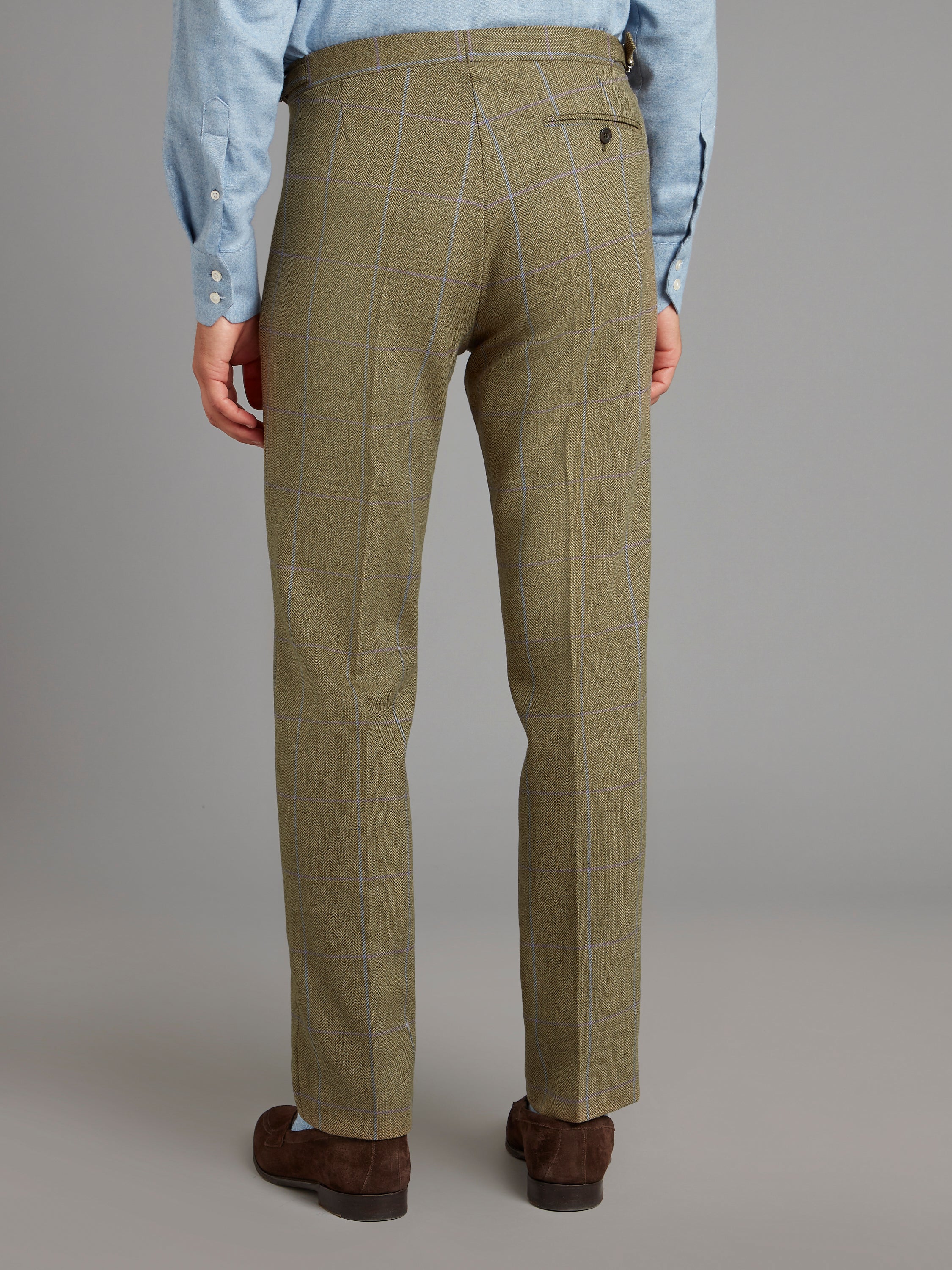 Pleated Trousers - Lavender/Brown Tweed