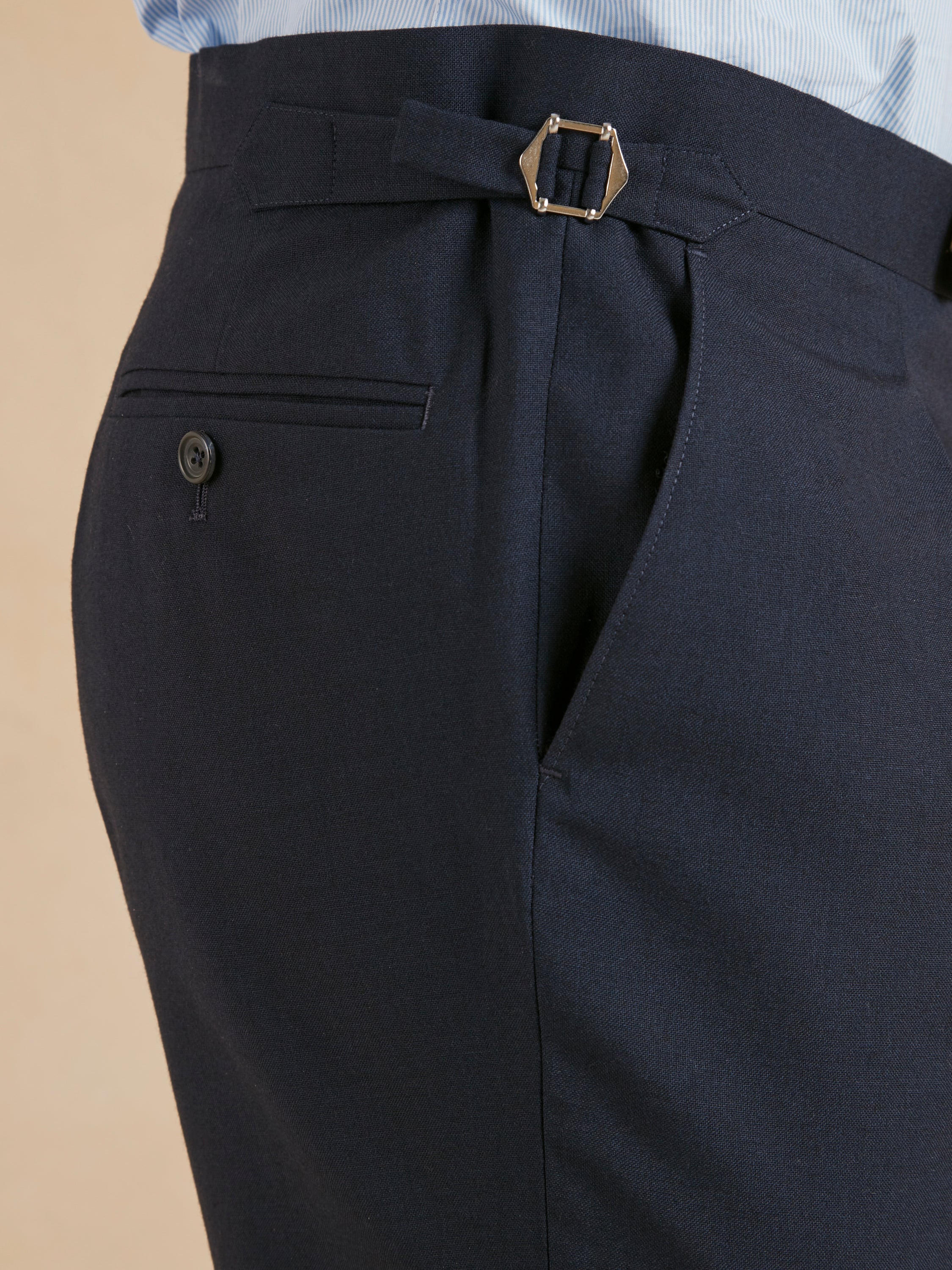 Pleated Suit Trousers - Plain Navy
