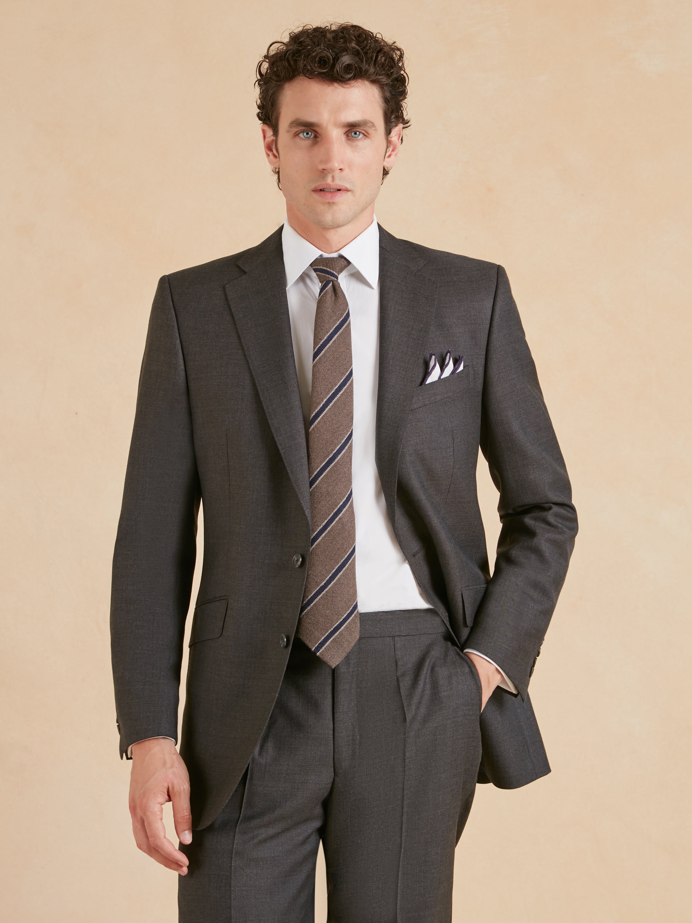 Eaton Classic Fit Suit - Grey Plain Weave Wool