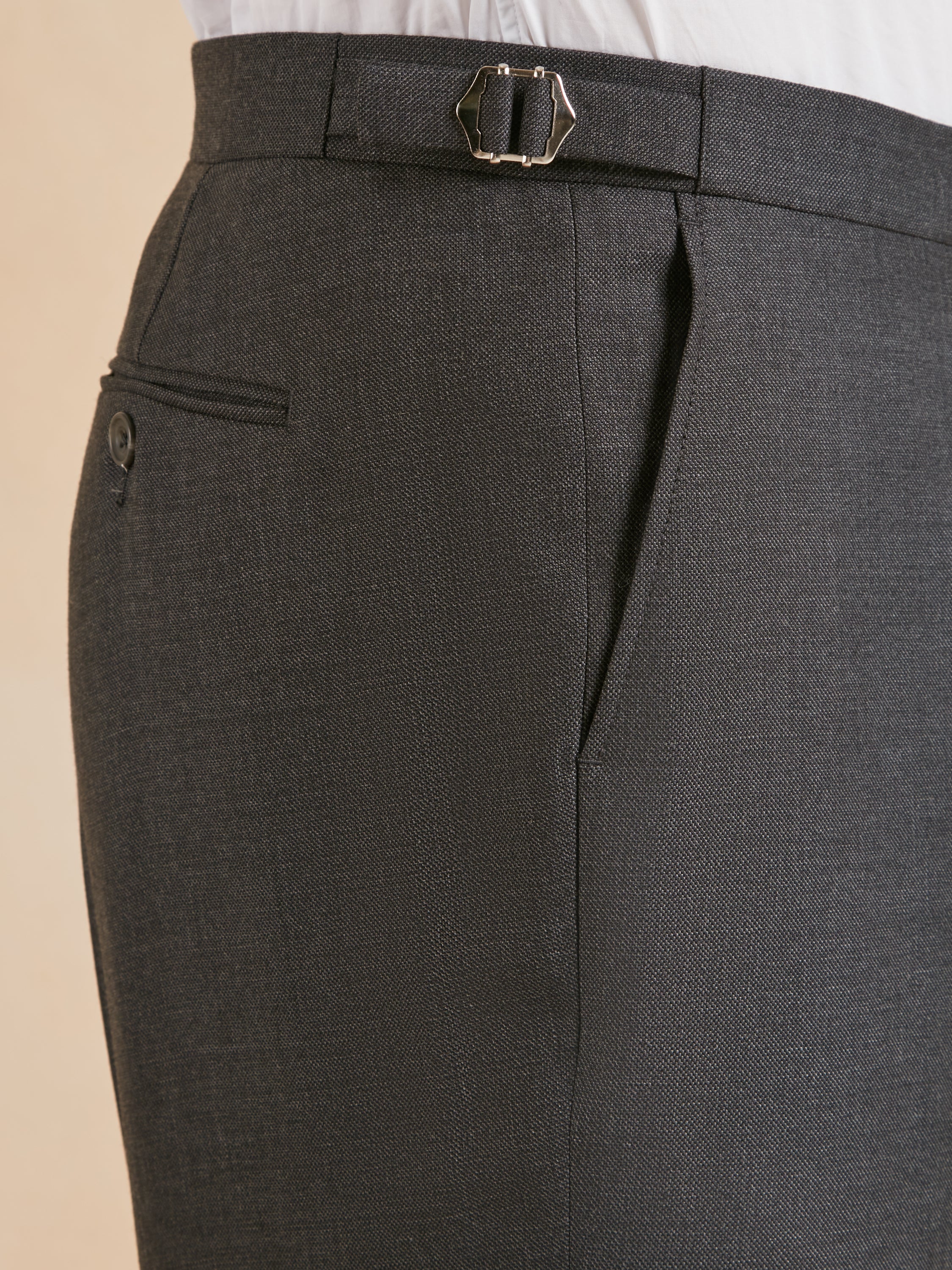 Pleated Suit Trousers - Plain Grey