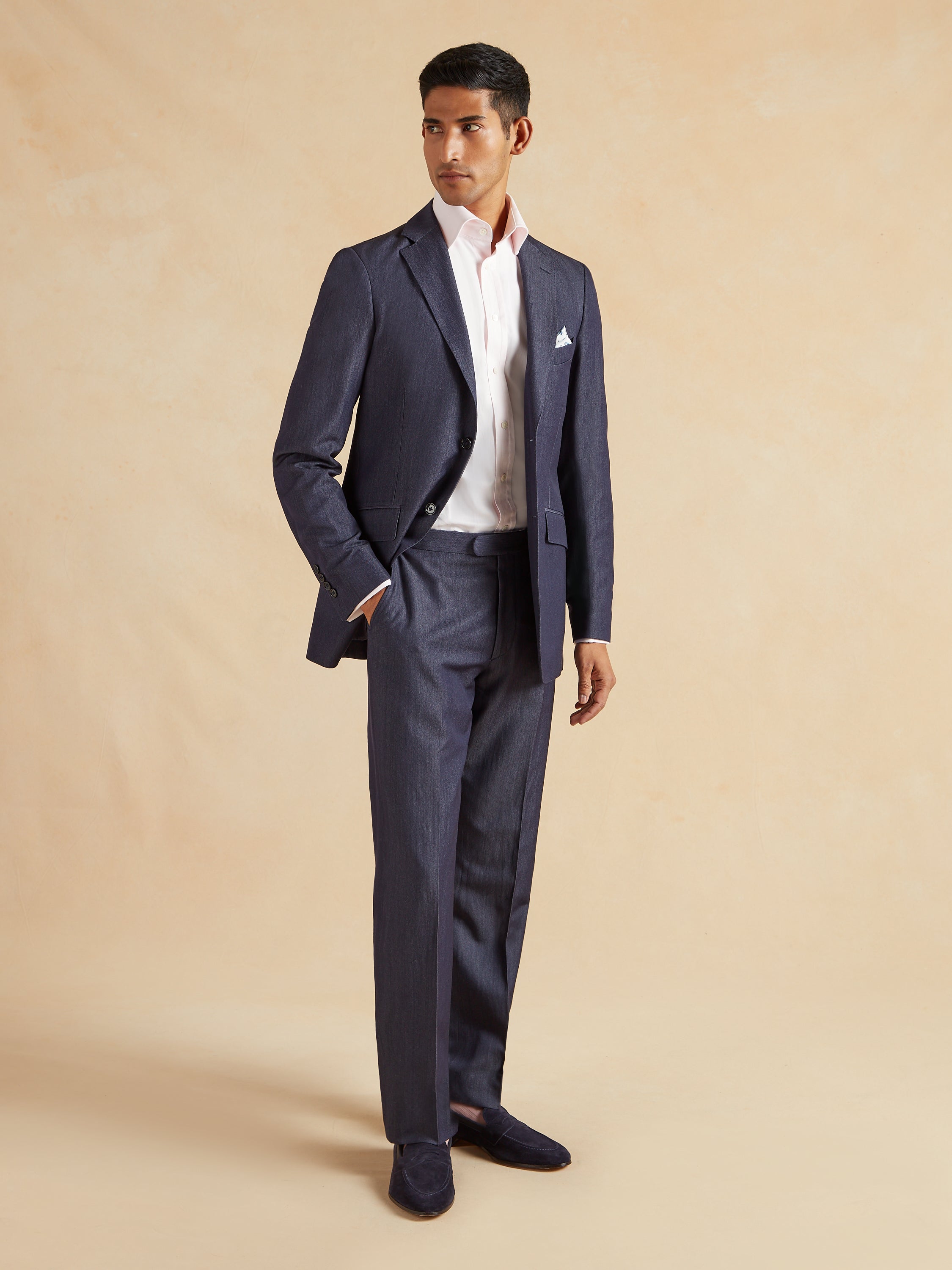 Eaton Suit Wool and Silk - Denim Blue