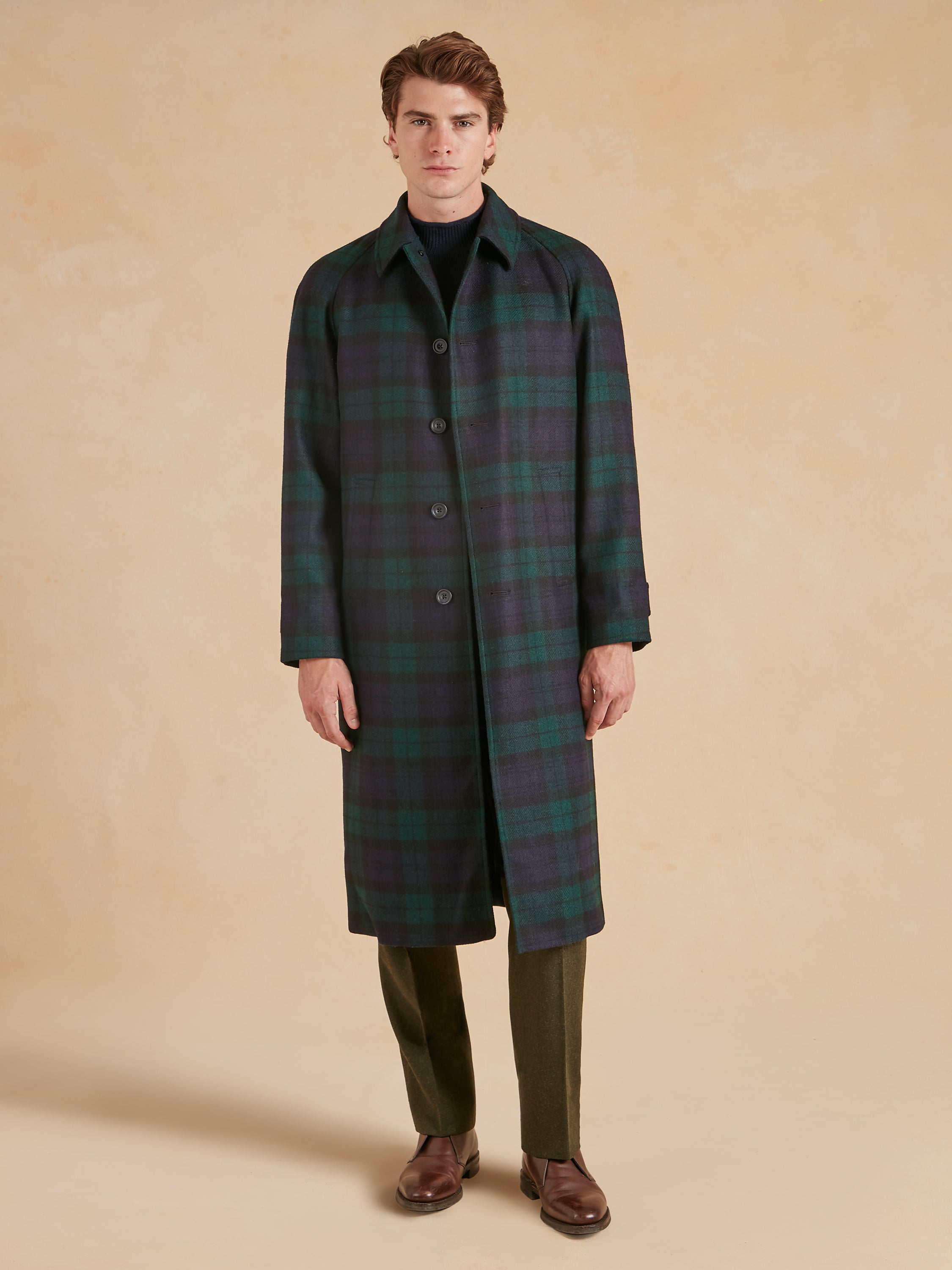 Raglan Sleeve Overcoat - Black Watch