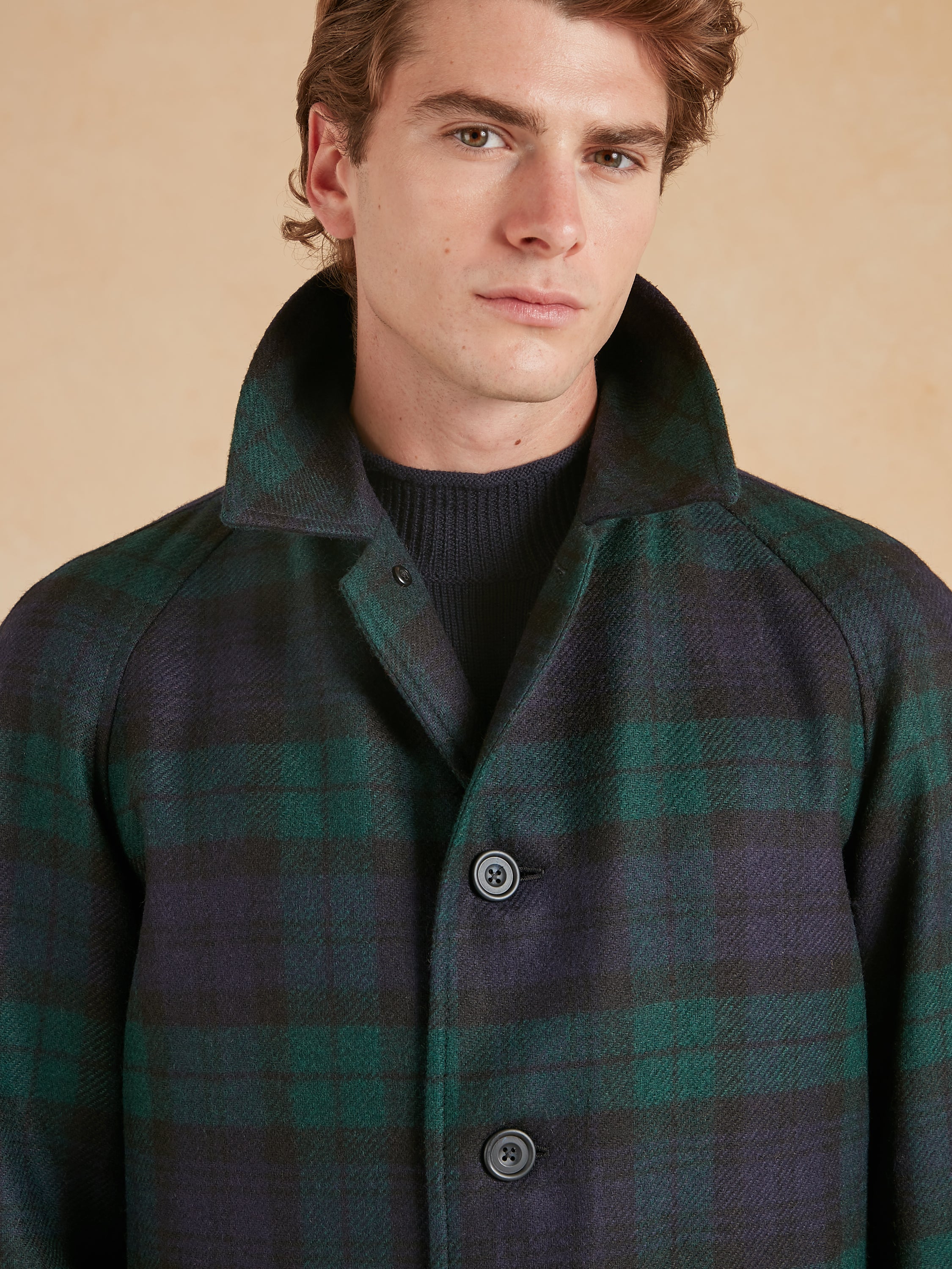Raglan Sleeve Overcoat - Black Watch