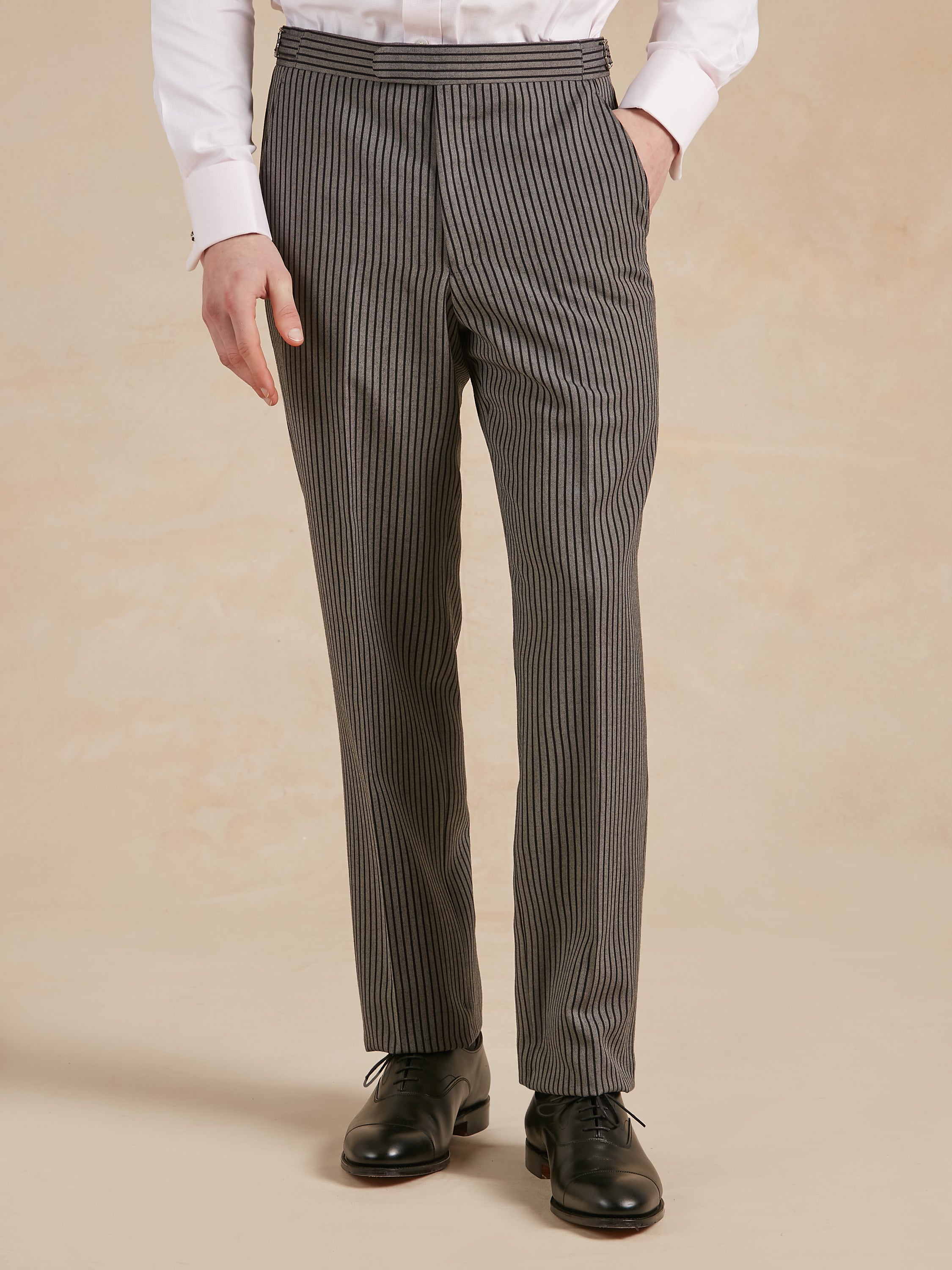 Flat Front Morning Trousers - Light Striped