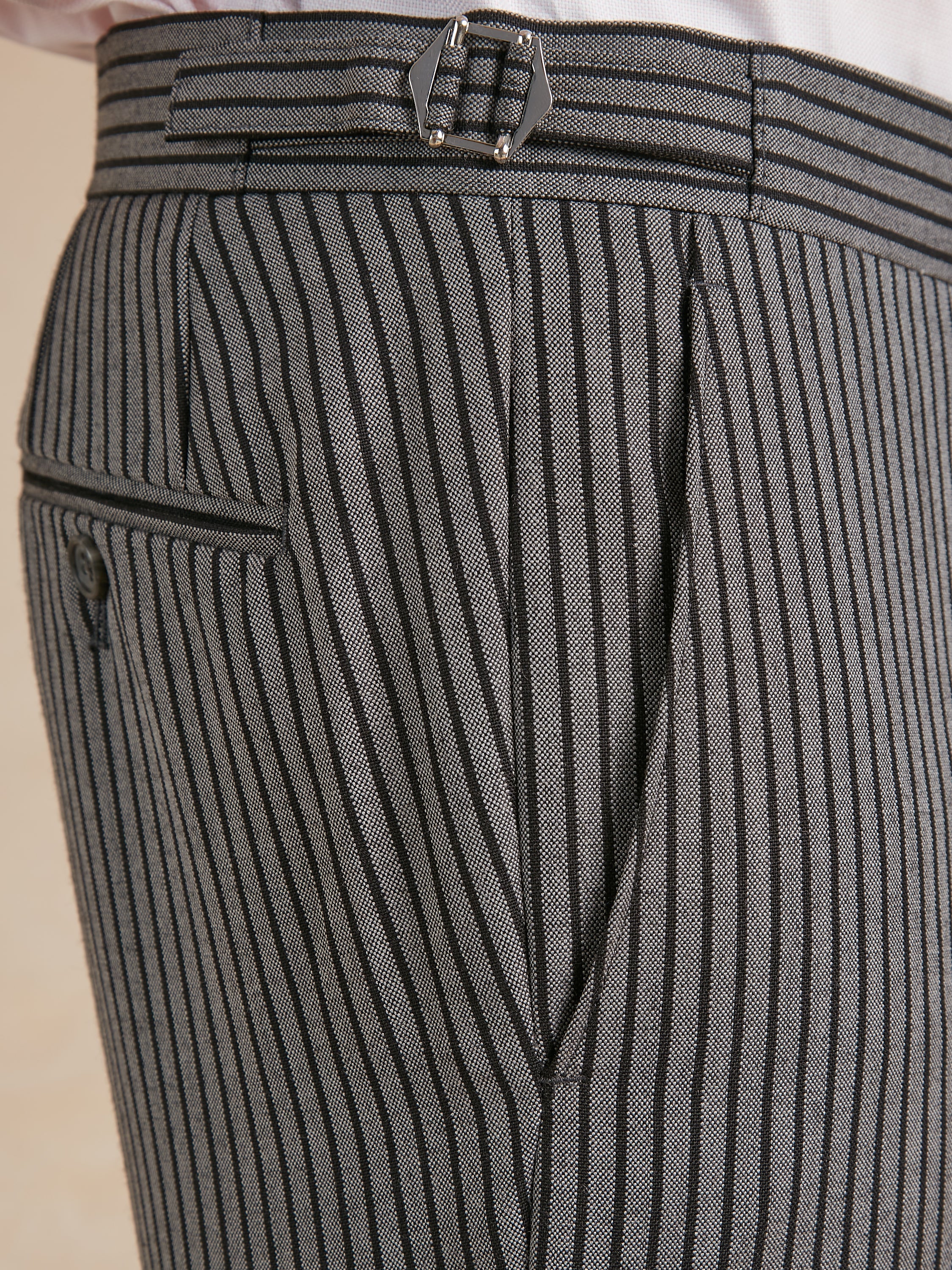 Flat Front Morning Trousers - Light Striped