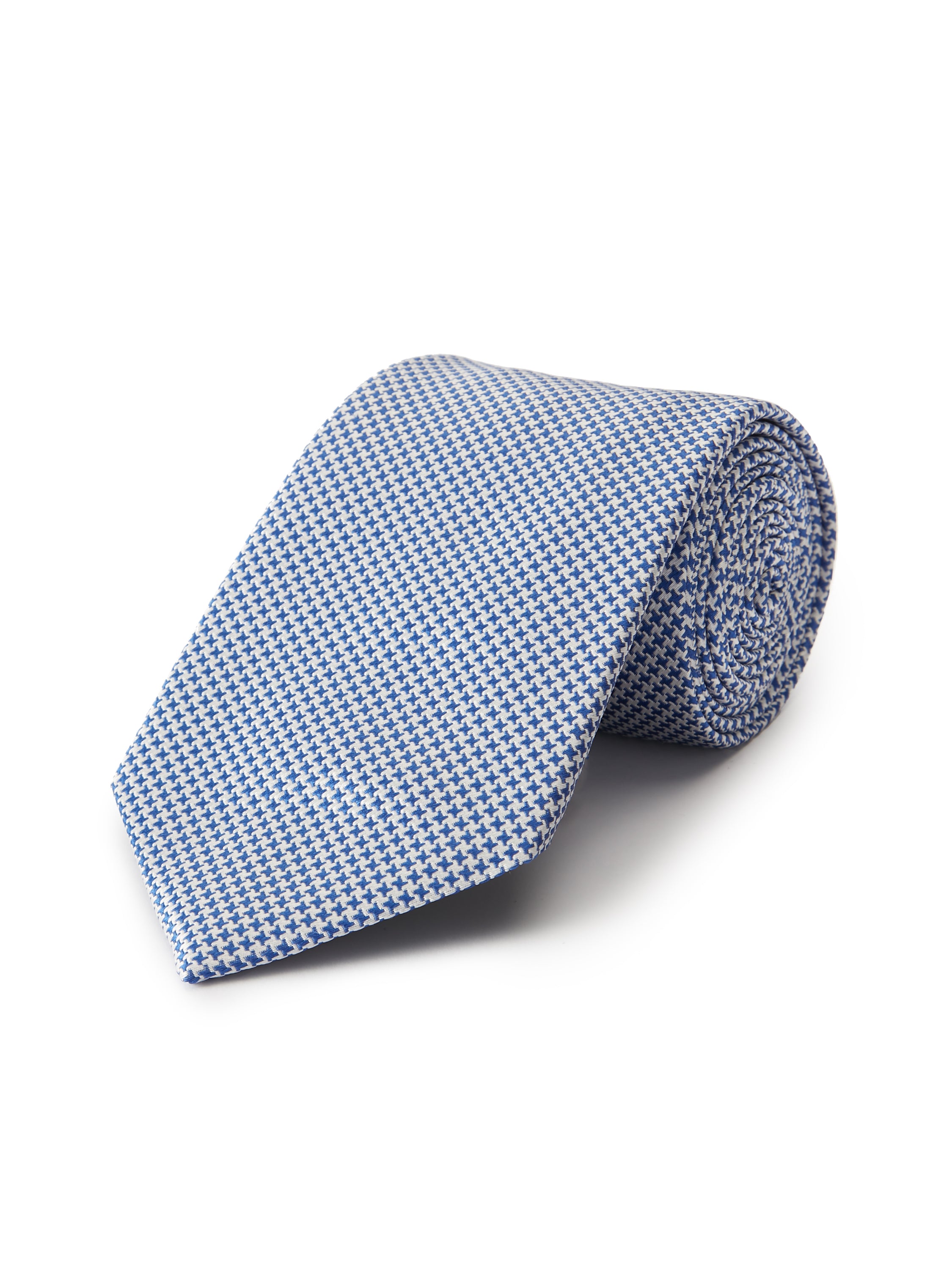 Pure Silk Tie Houndstooth - Sky Blue