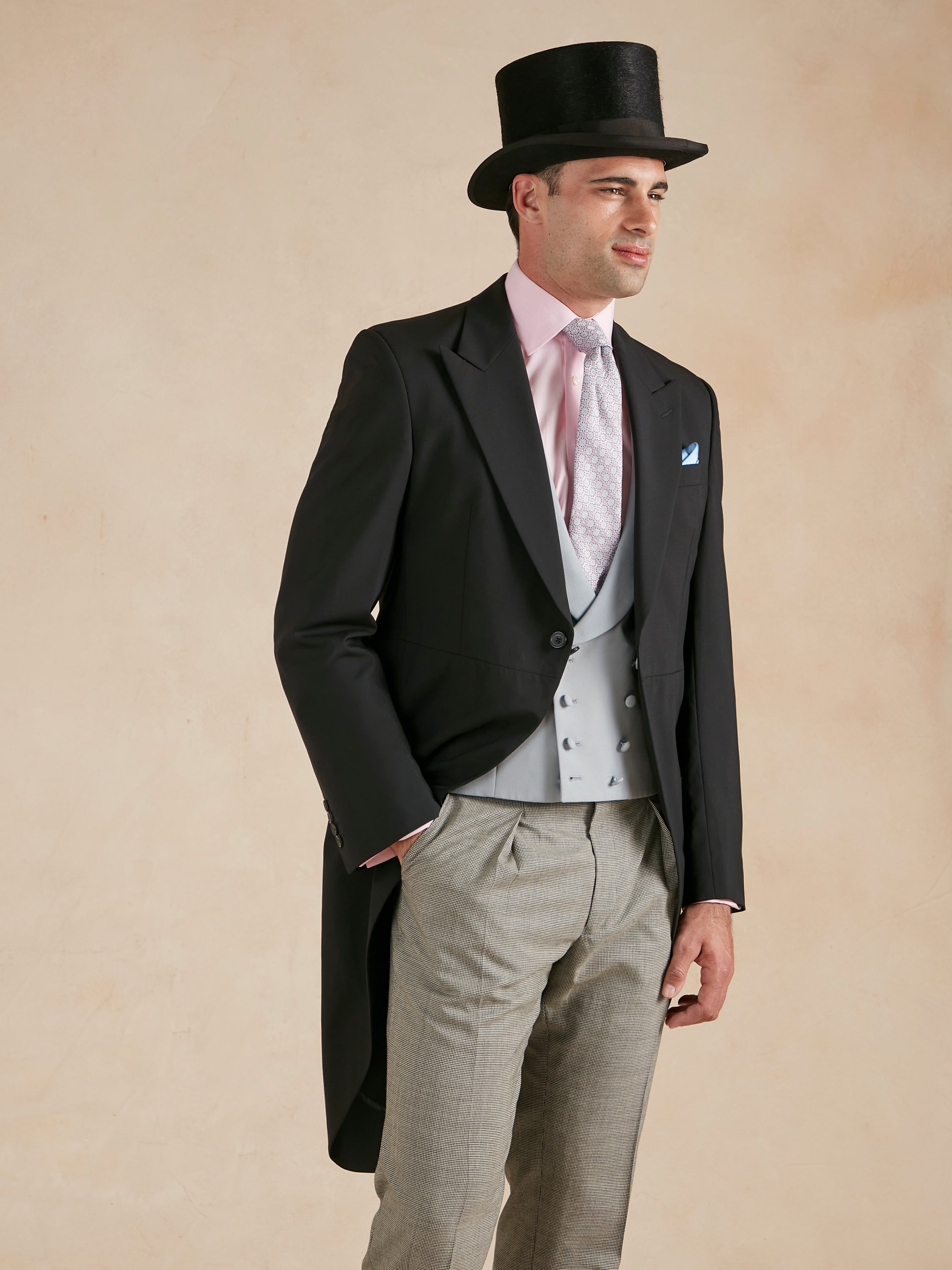 Morning Suit Hire for Royal Ascot - Morning Coat, Trousers, Double Breasted Waistcoat & Top Hat
