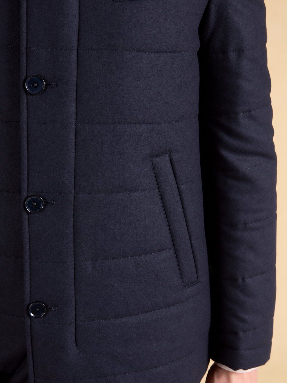 Lennox Quilted Jacket - Navy Italian Wool