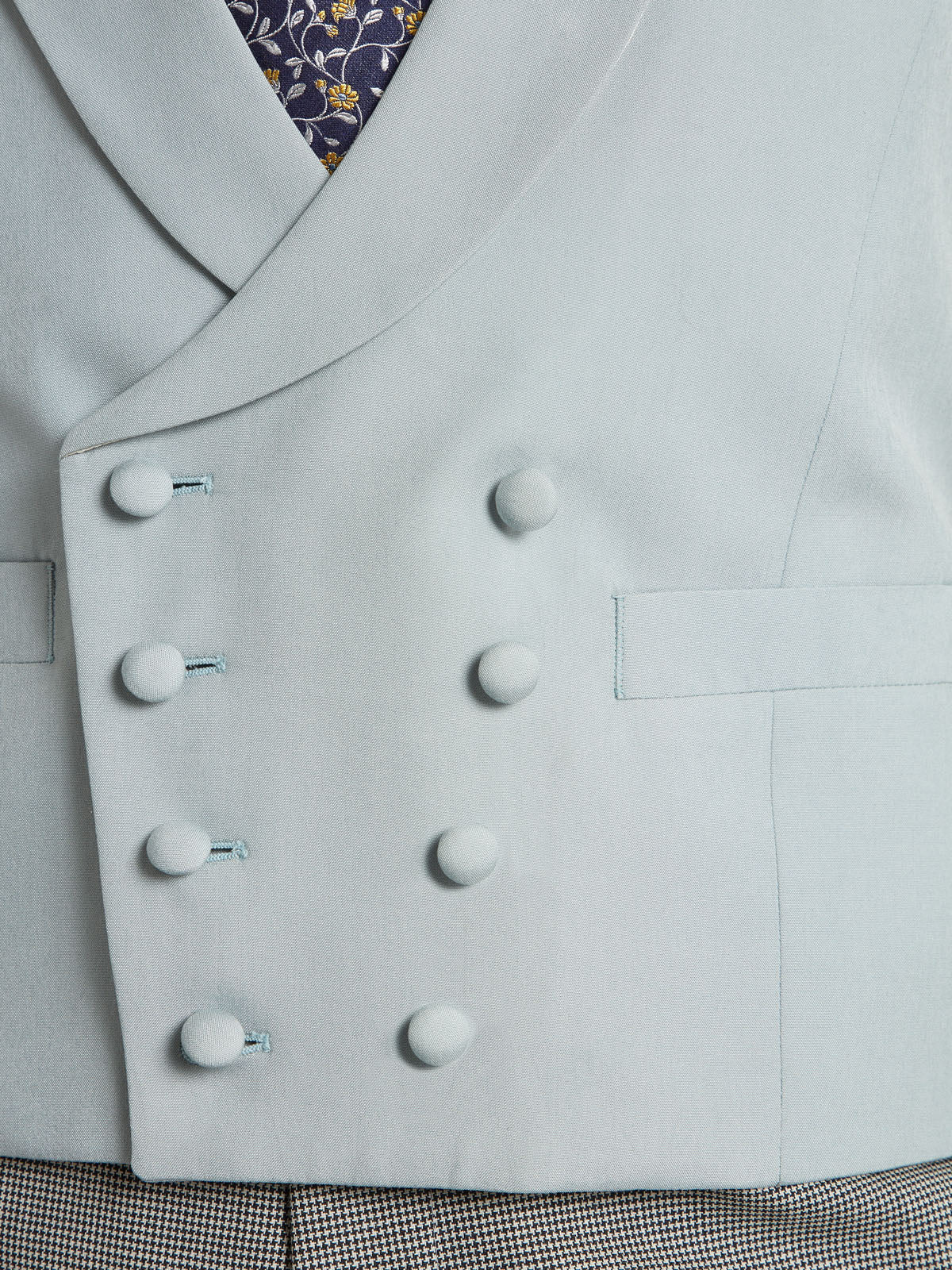 Lightweight Double Breasted Waistcoat - Soft Silk Duck Egg Blue