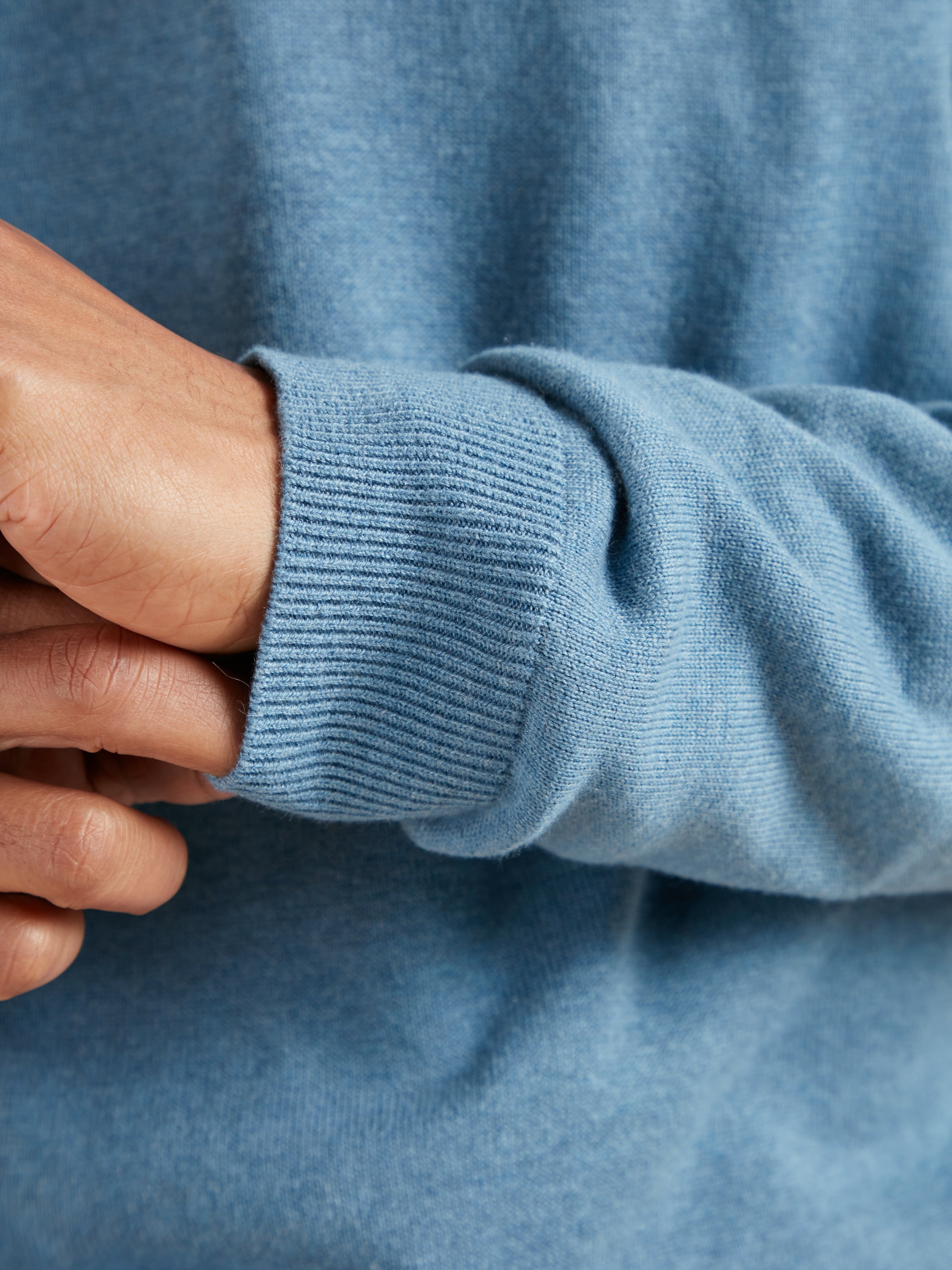 Lightweight Cotton Cashmere Crew Neck Jumper - Airforce Blue