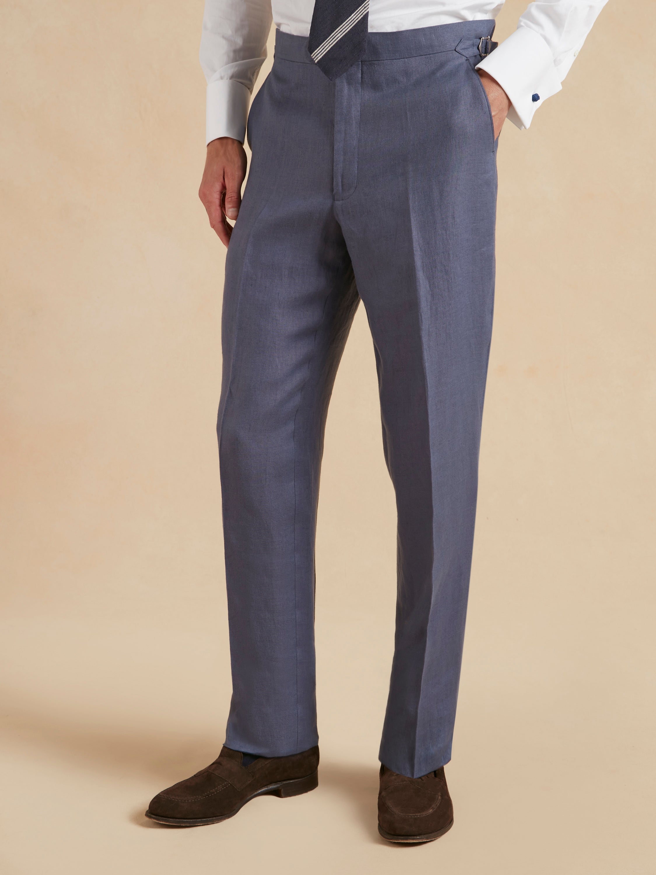 Lightweight Washed Linen Suit - Steel Blue
