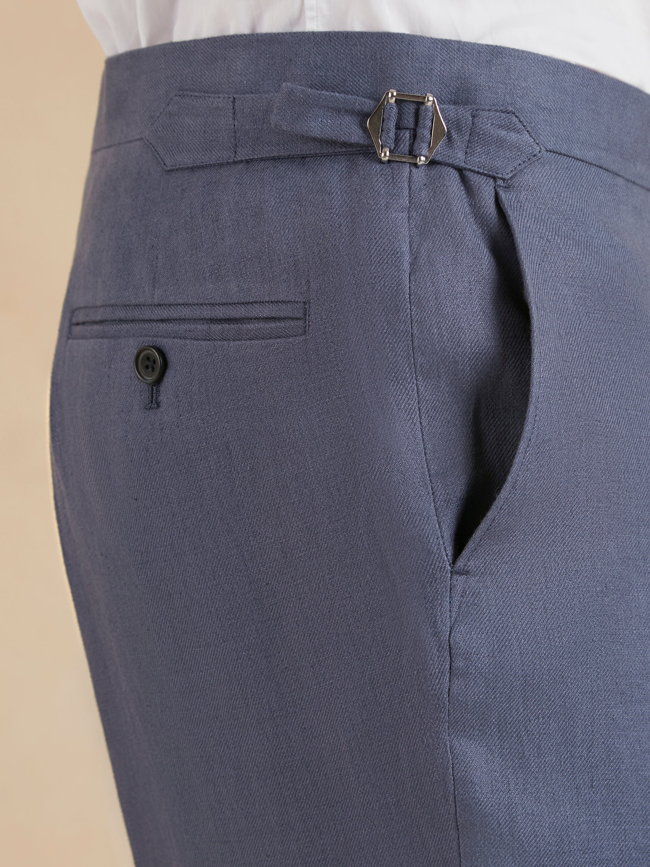 Lightweight Washed Linen Suit - Steel Blue