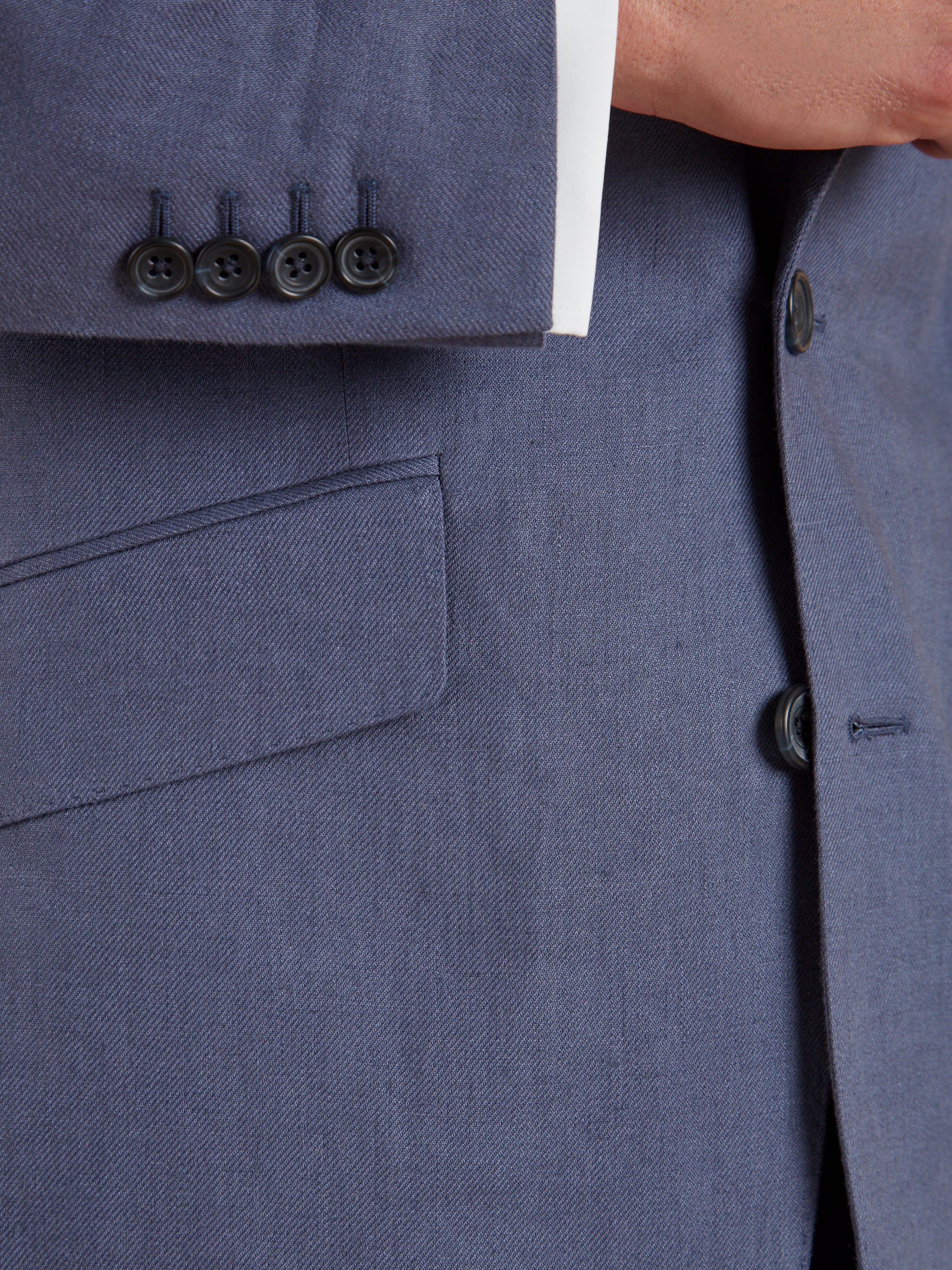 Lightweight Washed Linen Suit - Steel Blue