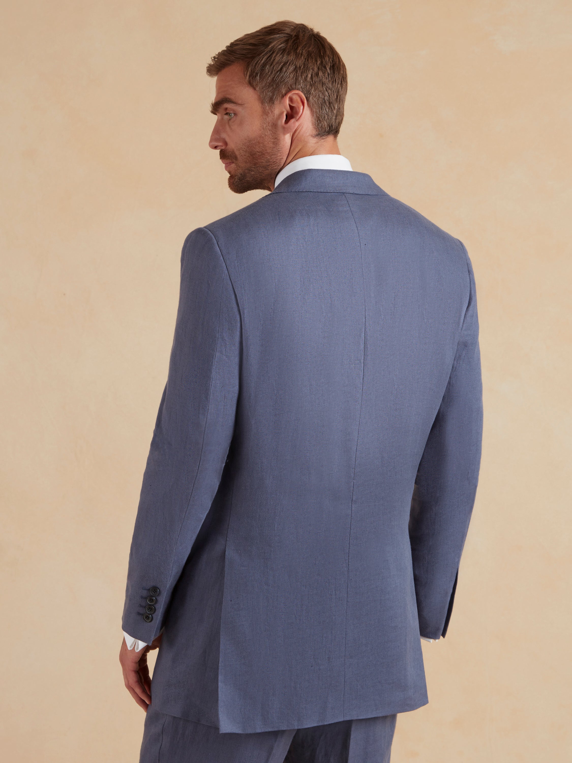 Lightweight Washed Linen Suit - Steel Blue