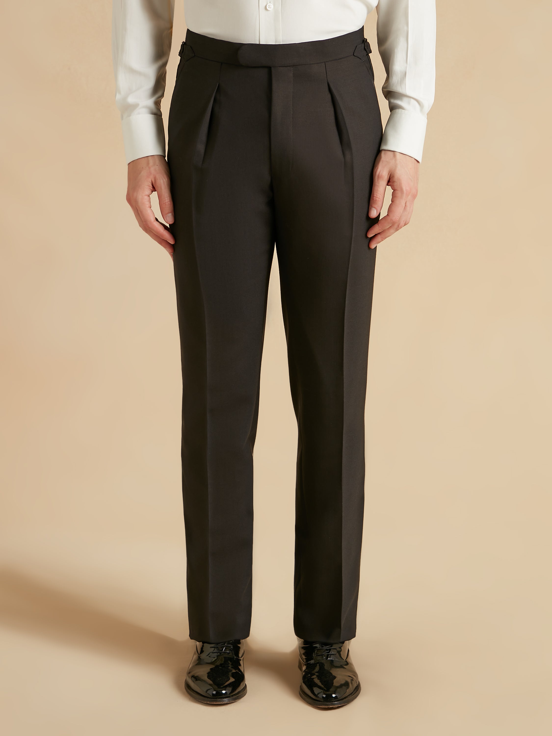 Lightweight Fresco Wool Dinner Trousers - Black