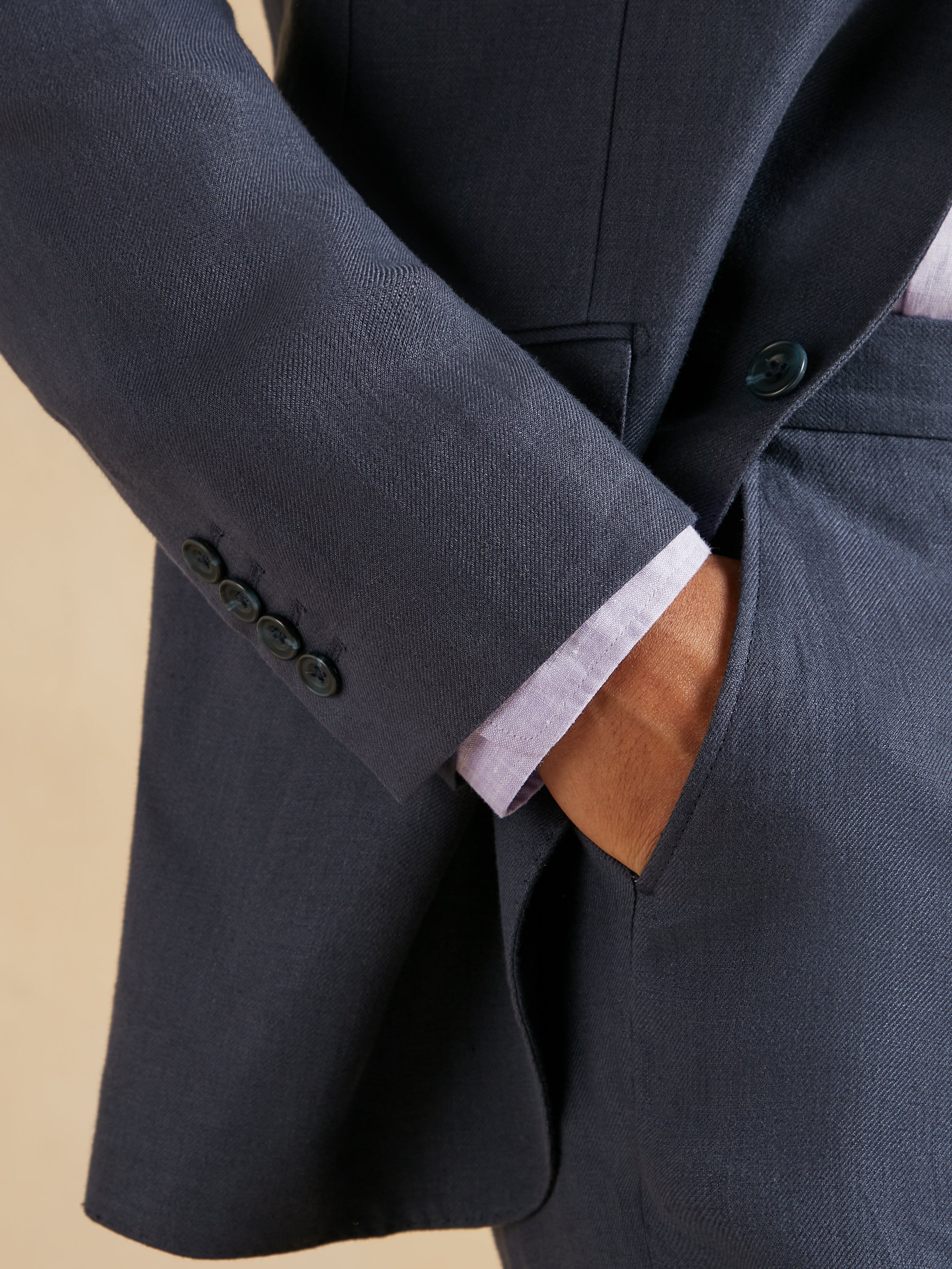 Lightweight Washed Irish Linen Suit - Navy