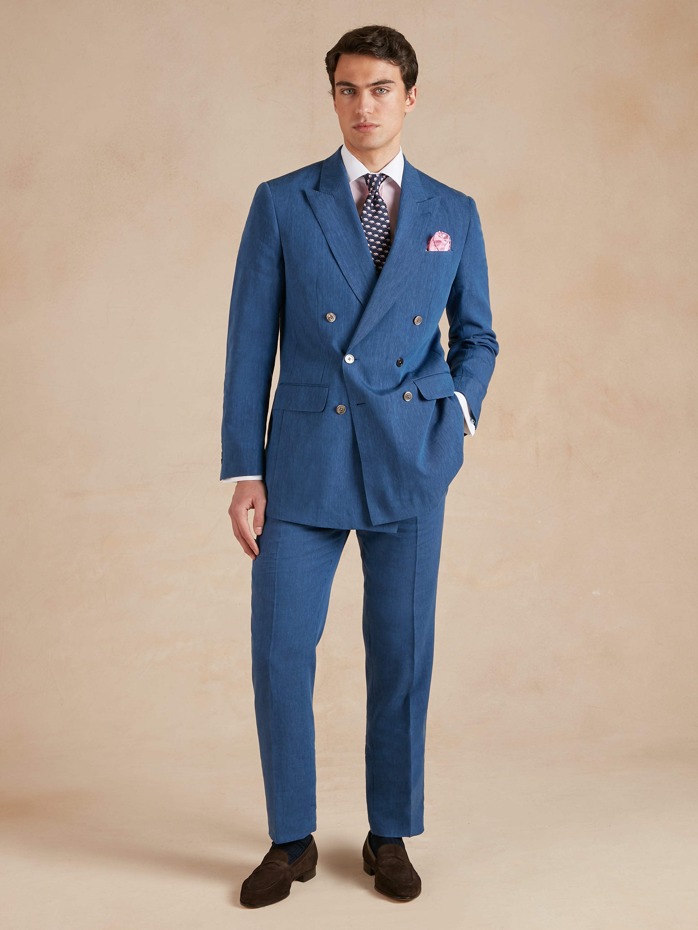 Lombard Suit Drago Wool Linen - Chambray Blue