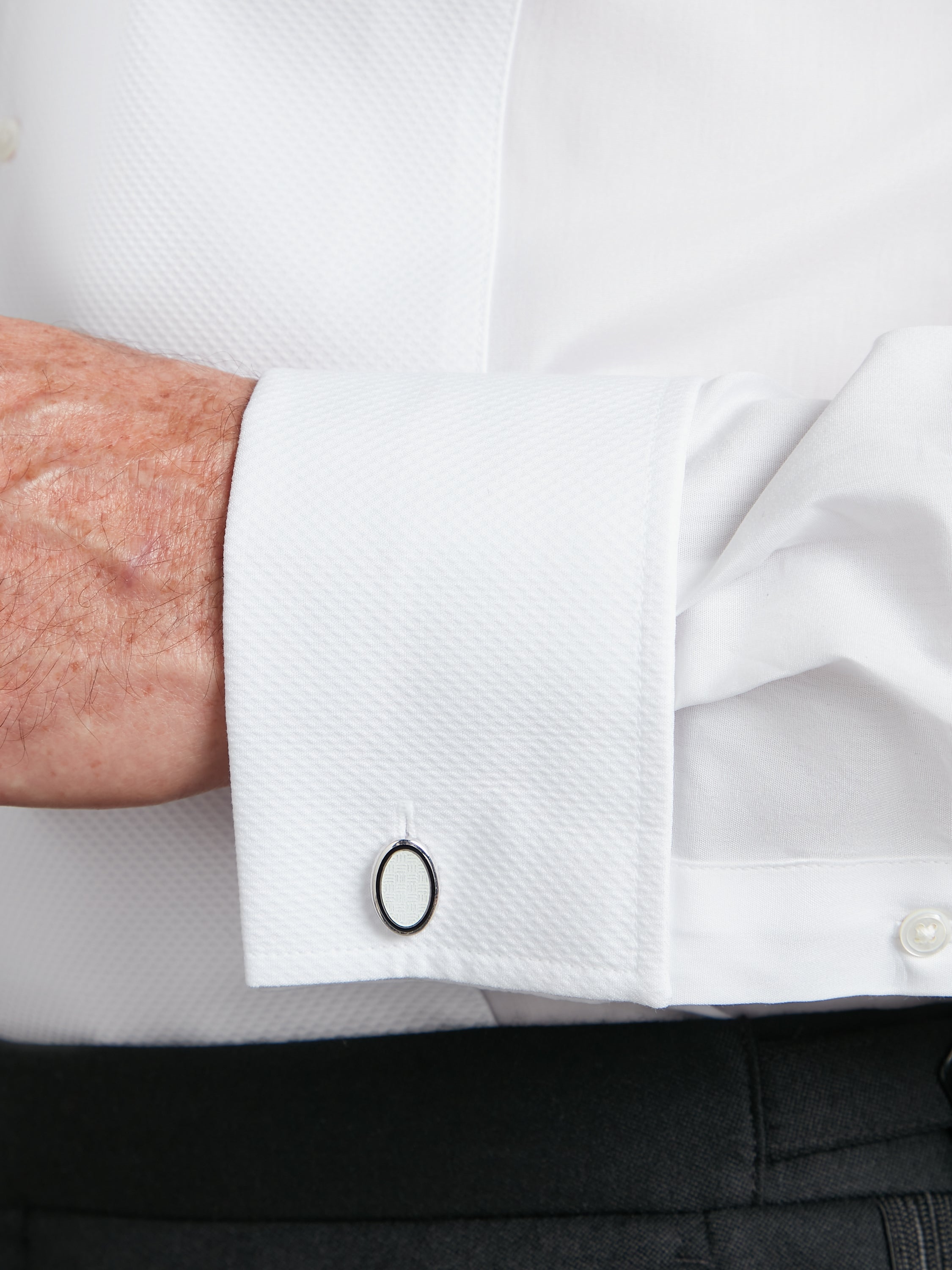 Marcella Dress Shirt, Collarless - White