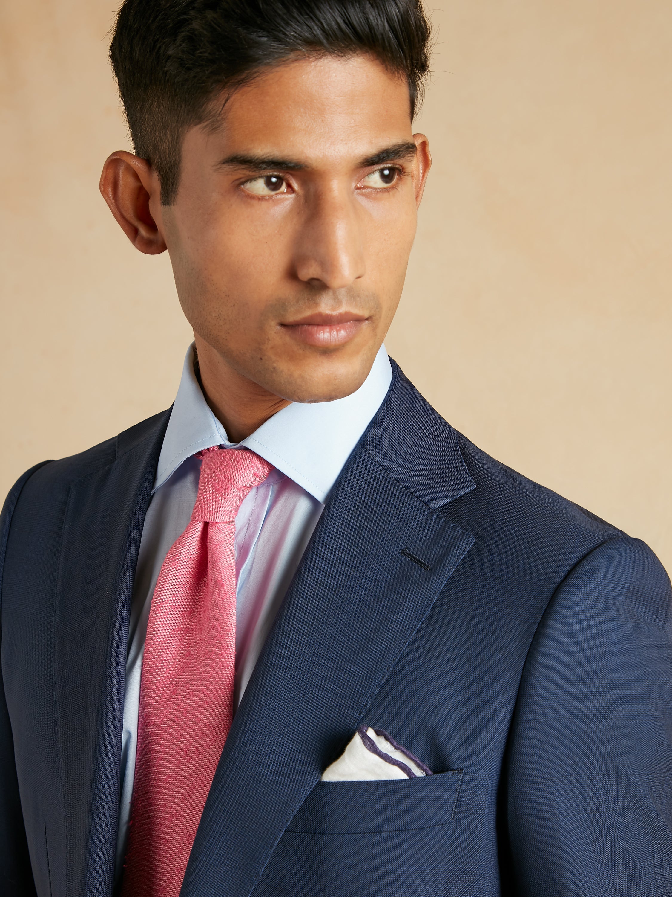 Mayfair Tailored Fit Suit - Navy Subtle Check Wool