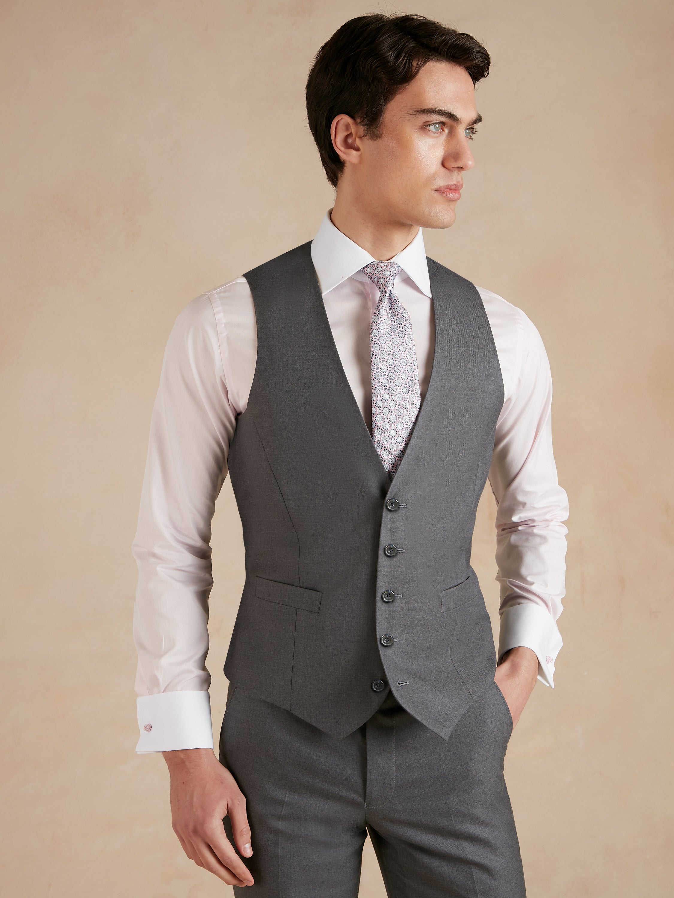 Single Breasted Waistcoat Loro Piana Super 150s - Grey