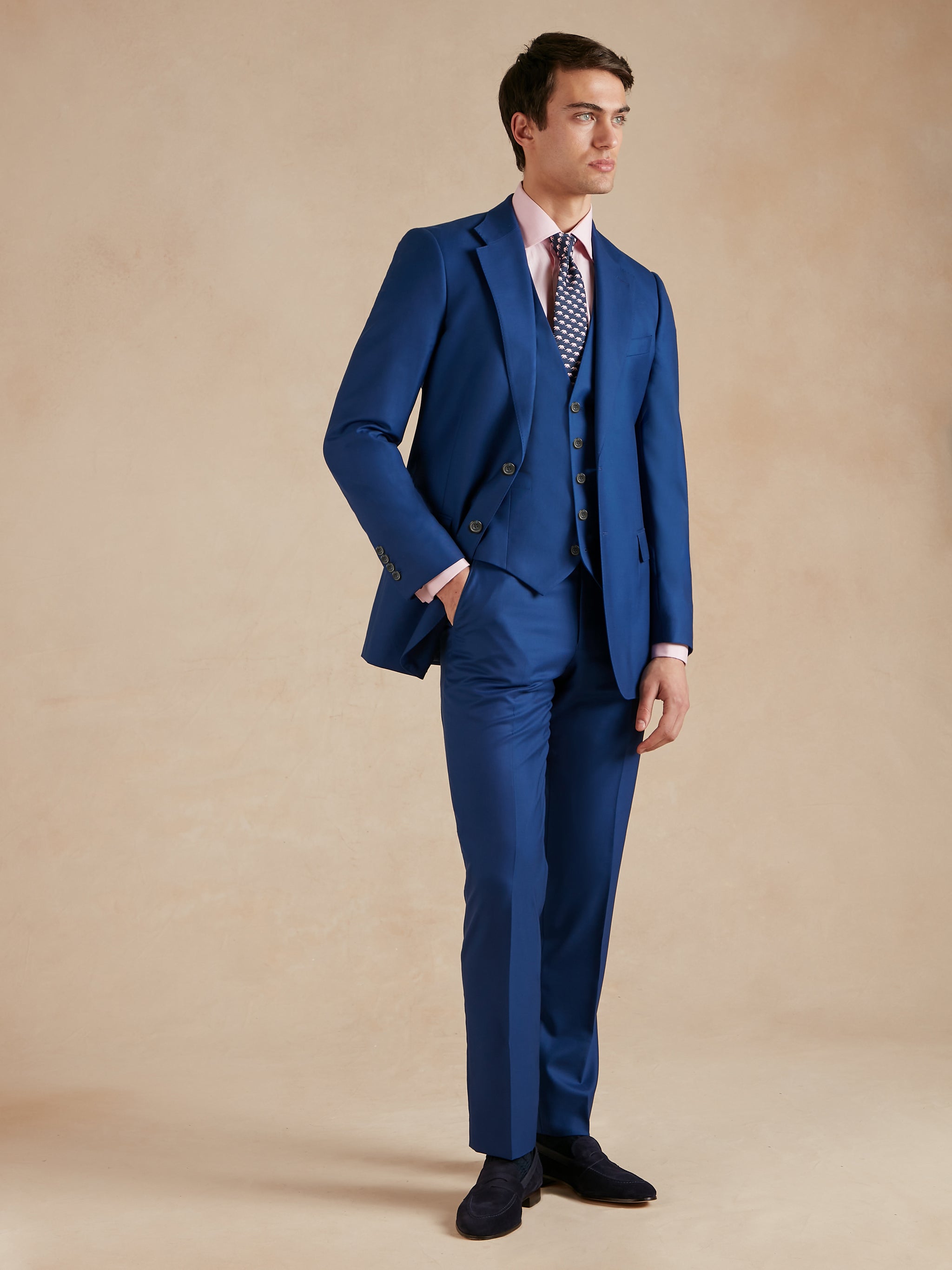 Mayfair Tailored Fit Suit Royal Blue Superfine Wool Men's