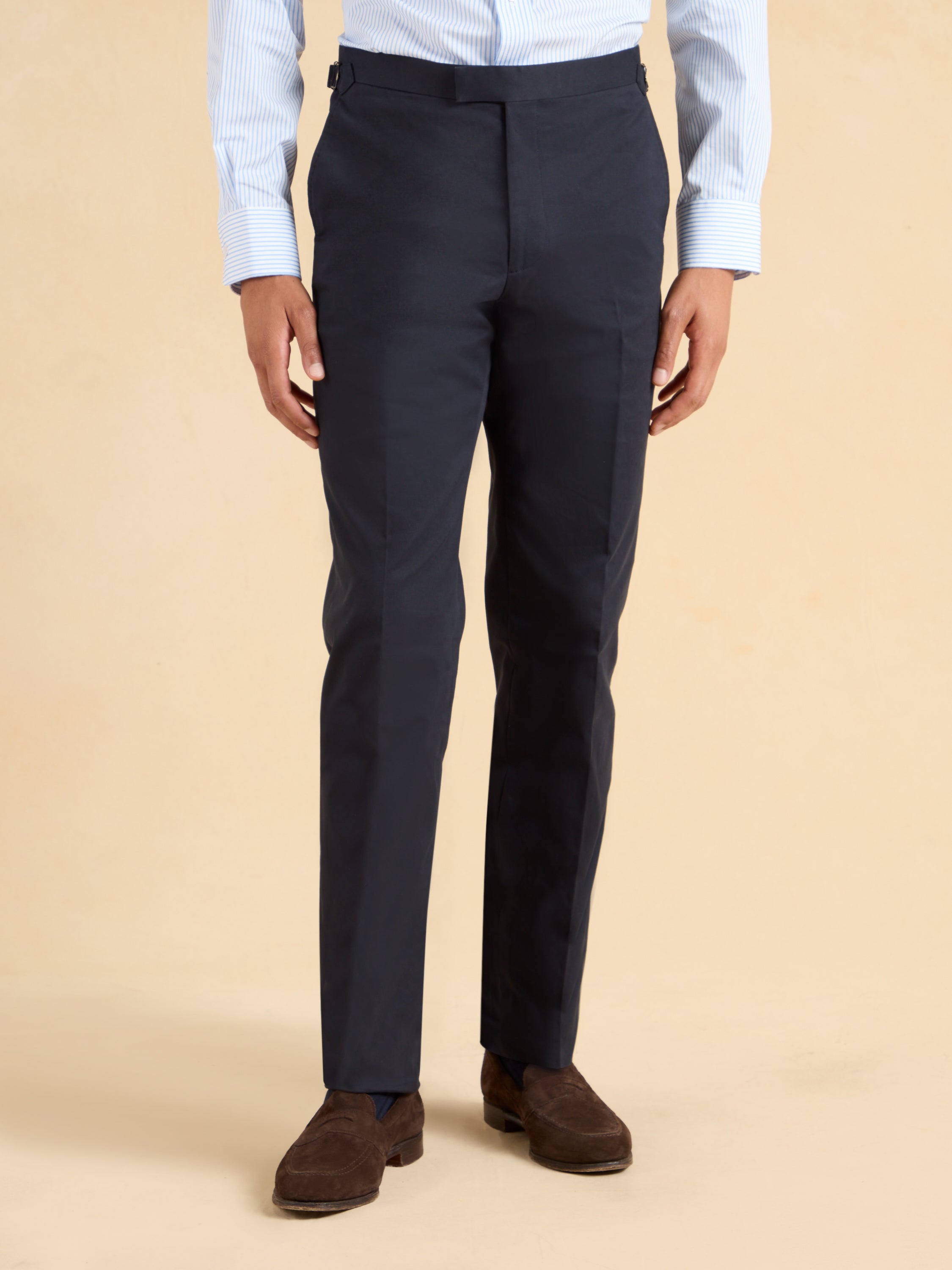 Mayfair Tailored Fit Trousers - Navy Cotton