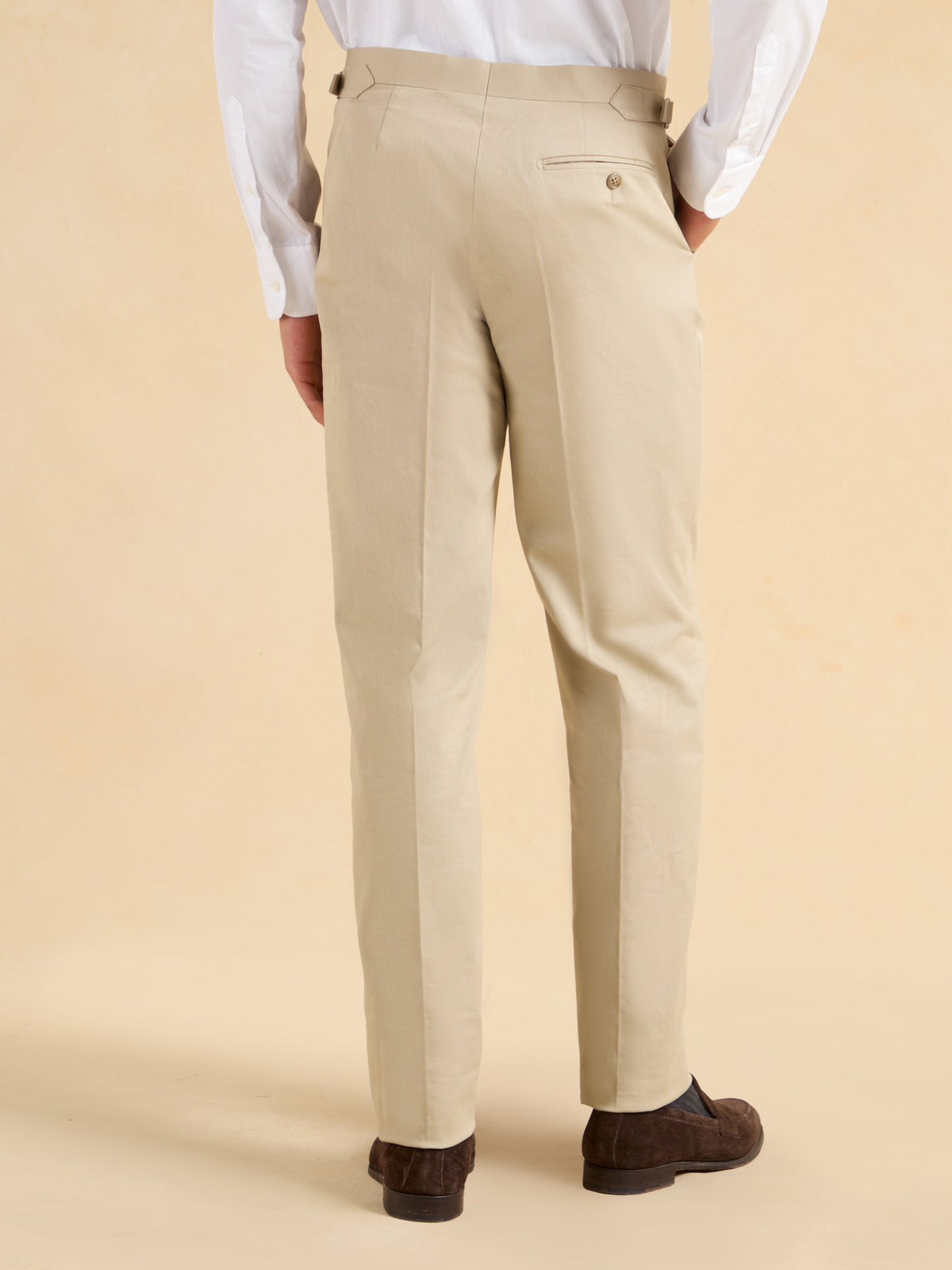 Mayfair Tailored Fit Trousers - Beige Cotton