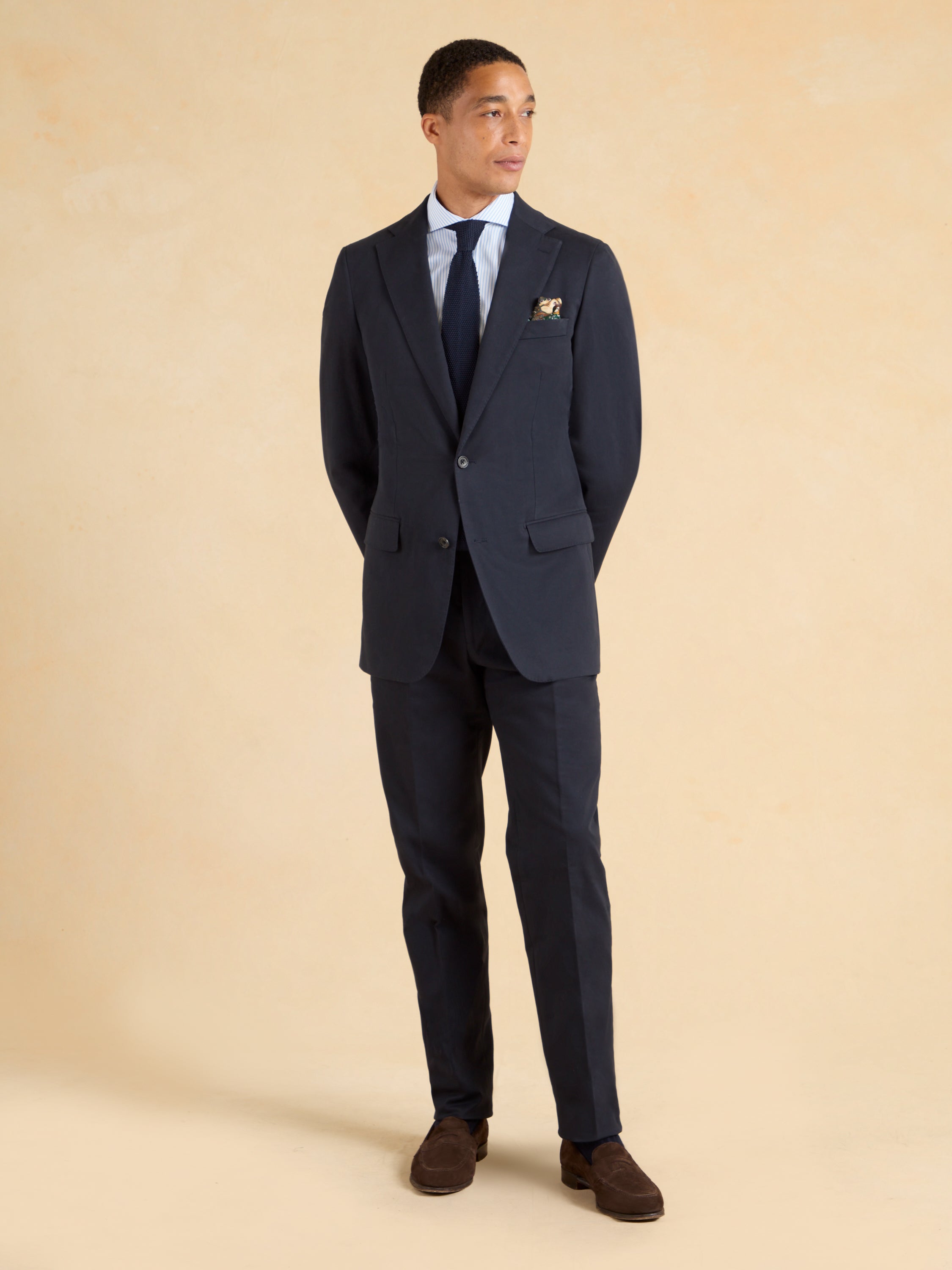 Mayfair Tailored Fit Jacket - Navy Cotton