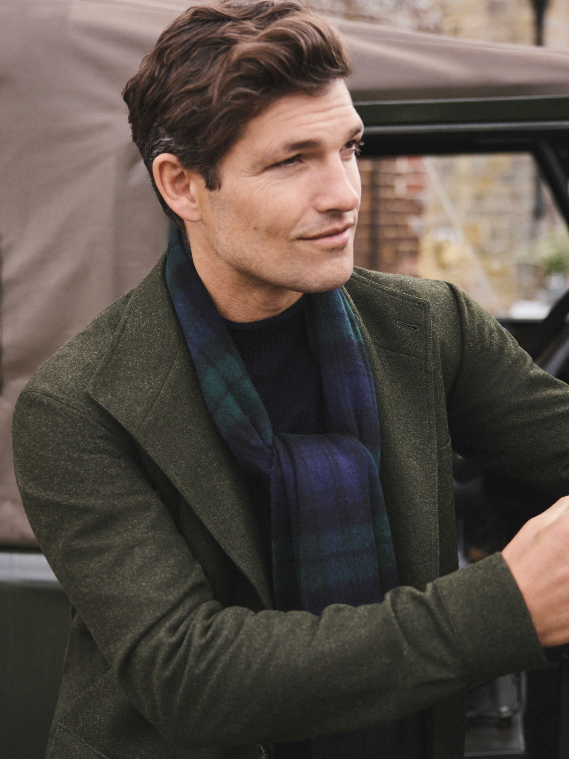 Merino Wool Check Scarf - Black Watch